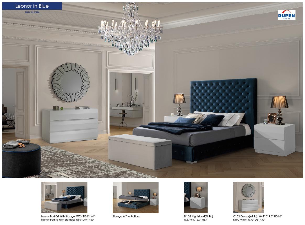 

                    
ESF LEONORBEDKSBLUE Storage Bedroom Set White/Blue Microfiber Purchase 
