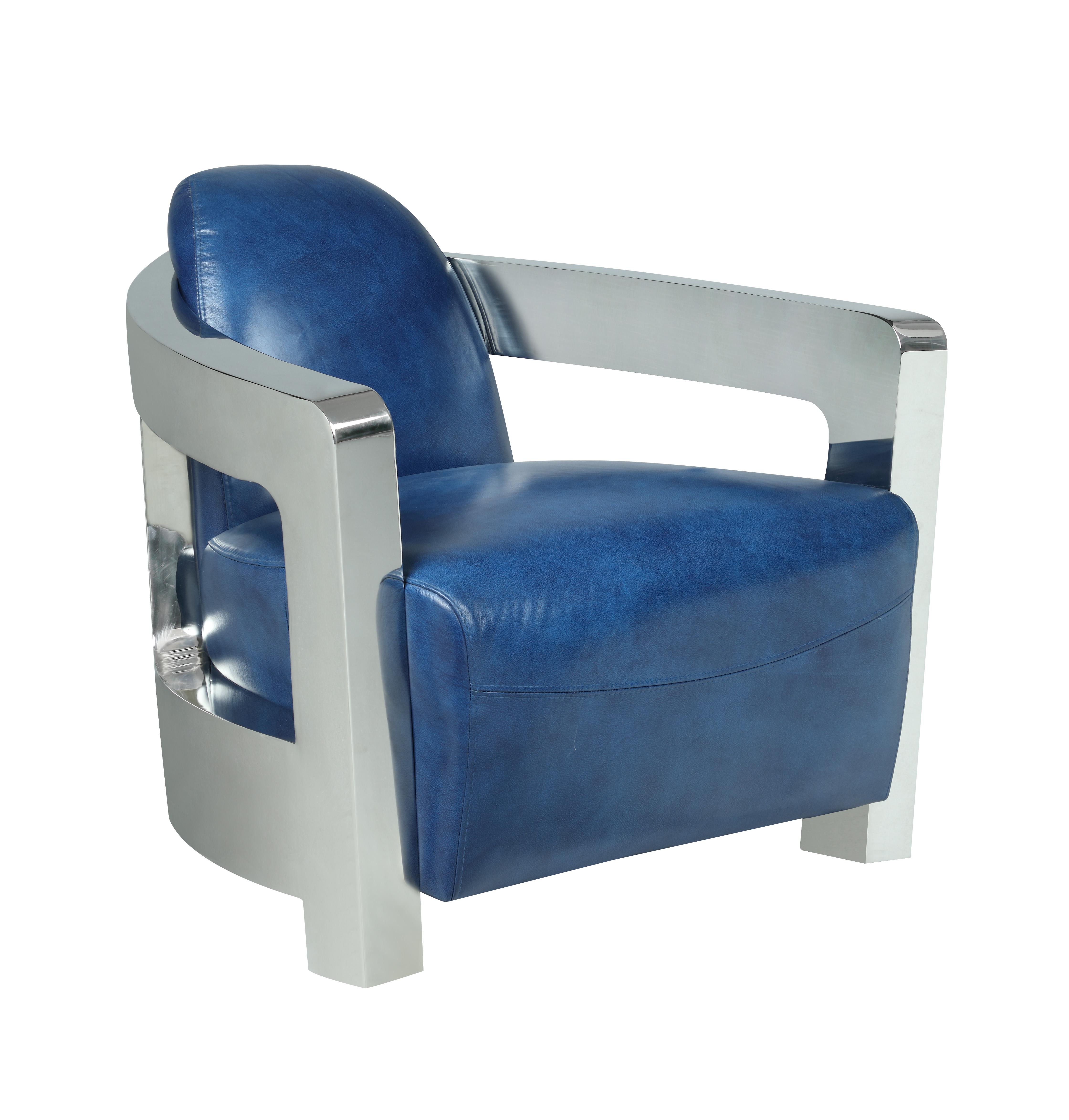 Contemporary Accent Chair 2099-ACC 2099-ACC-BLU in Blue Leather