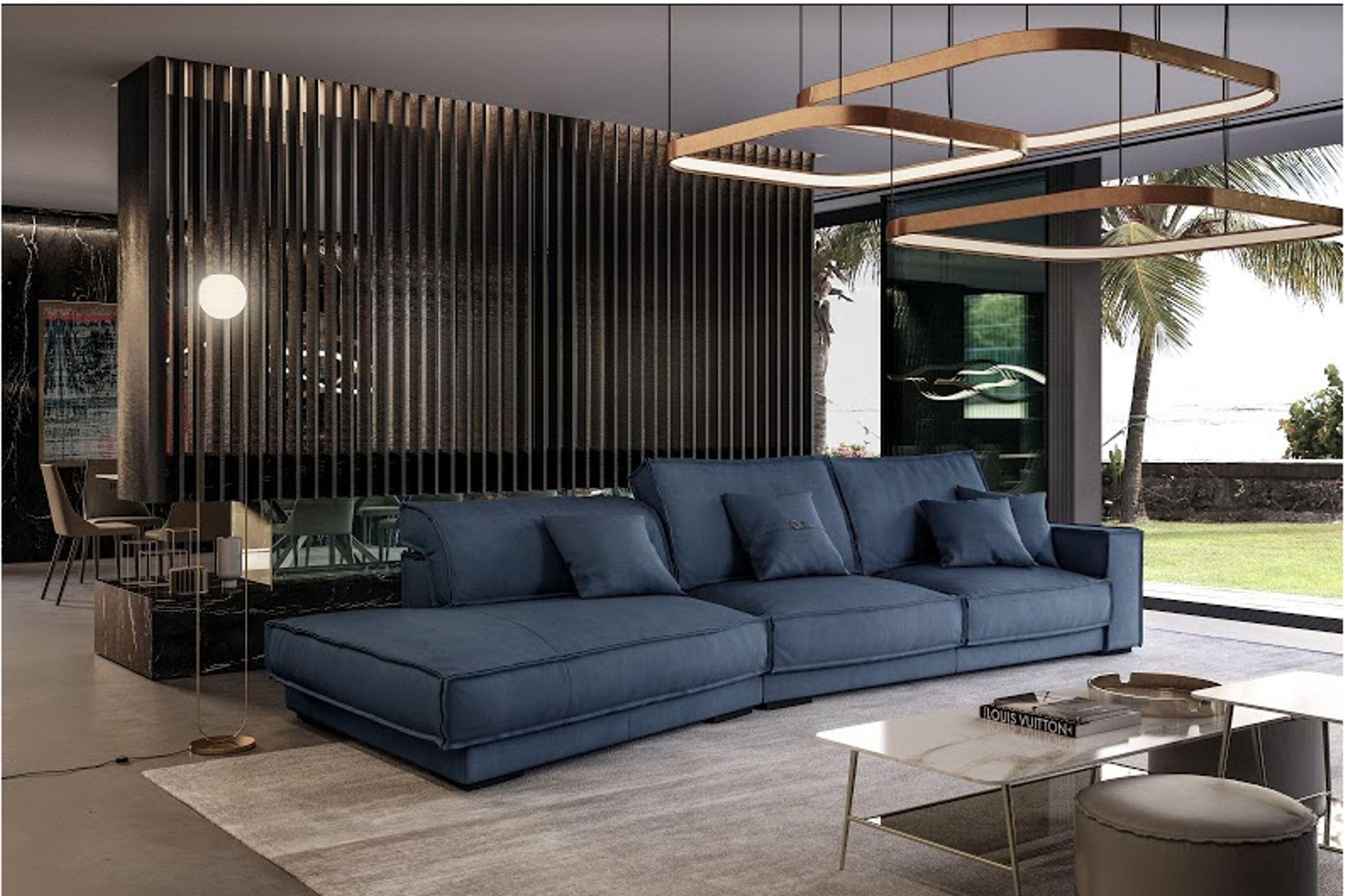 Contemporary, Modern Sectional Sofa VGCCBAXTER-STATUS-BLUE VGCCBAXTER-STATUS-BLUE in Blue Italian Leather