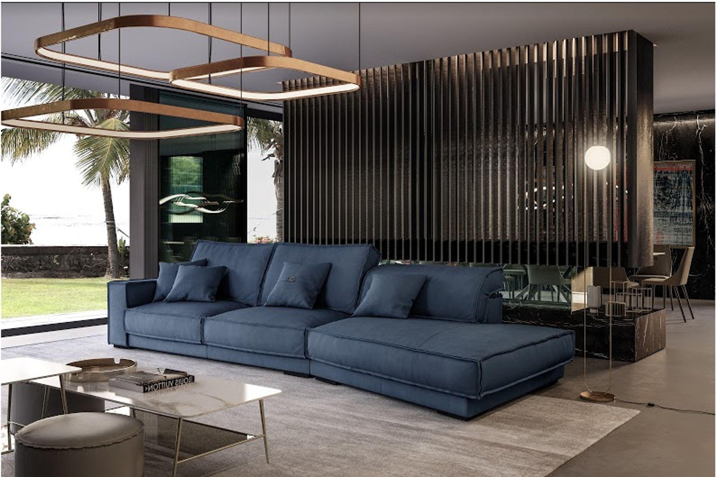 Contemporary, Modern Sectional Sofa VGCCBAXTER-BLUE-RAF-SECT VGCCBAXTER-BLUE-RAF-SECT in Blue Italian Leather