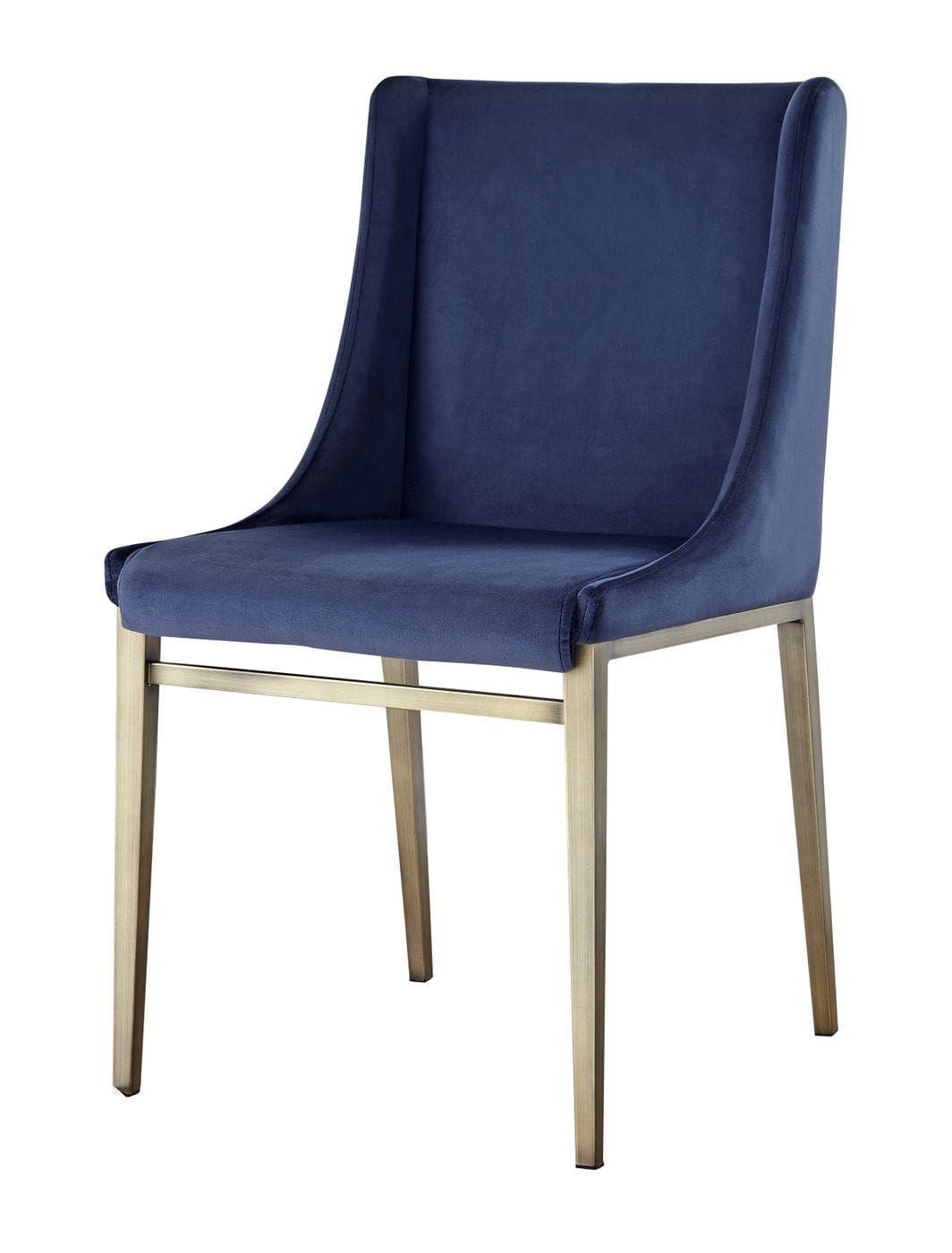 

    
Blue Velvet & Antique Brass Dining Chair Set 2 Modrest Mimi VIG Contemporary
