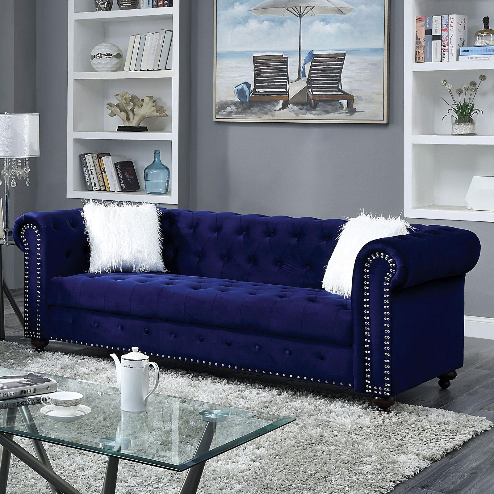 

    
Glam Blue Velvet-Like Fabric Living Room Set 3pcs Furniture of America
