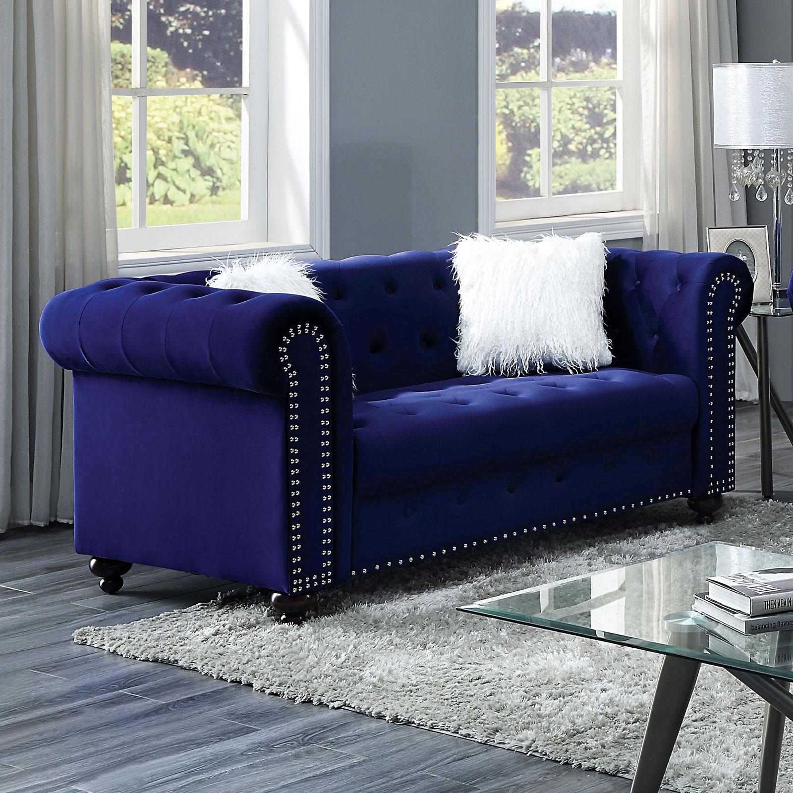 

    
Furniture of America CM6240BL-SF-3PC Giacomo Sofa Loveseat and Chair Set Blue CM6240BL-SF-3PC
