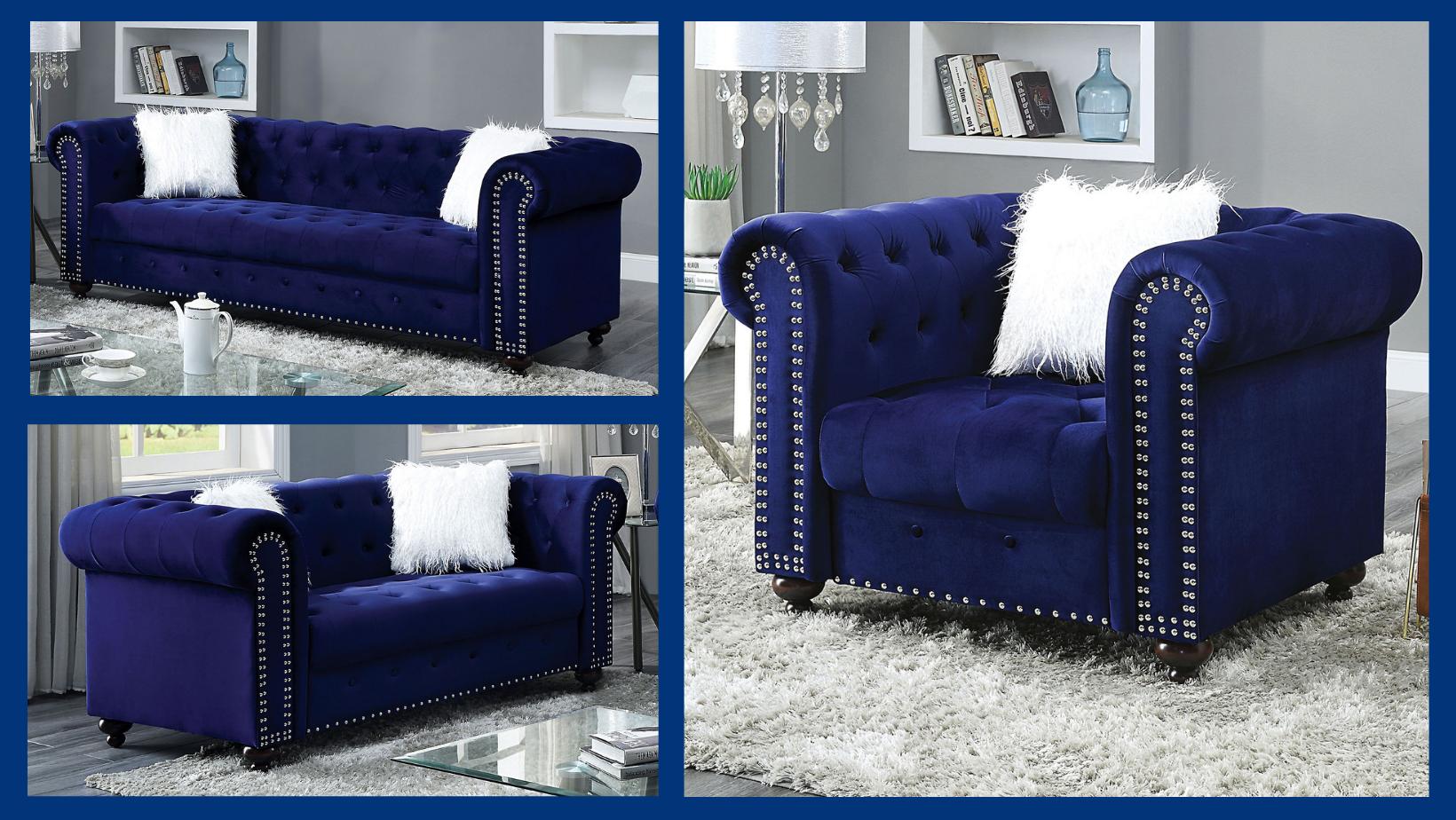 

    
Glam Blue Velvet-Like Fabric Living Room Set 3pcs Furniture of America
