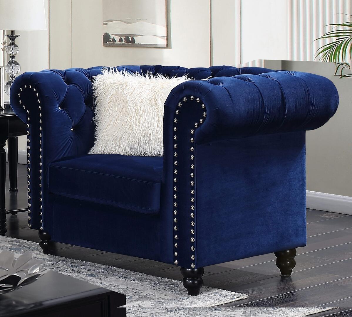 

                    
Cosmos Furniture Maya Sofa Loveseat and Chair Set Blue Fabric Purchase 
