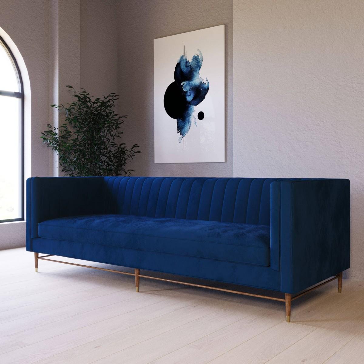 

    
Blue Velvet Channel Tufted Sofa Divani Casa Miramar VIG Modern Contemporary
