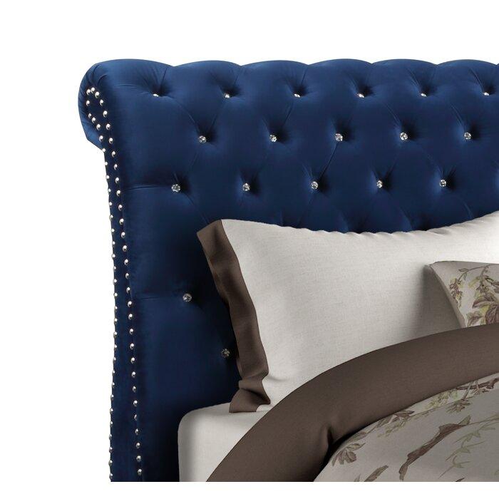 

                    
Buy Blue Velvet Crystal Tufted King Bed Set 5Pcs KENDALL Galaxy Home Contemporary
