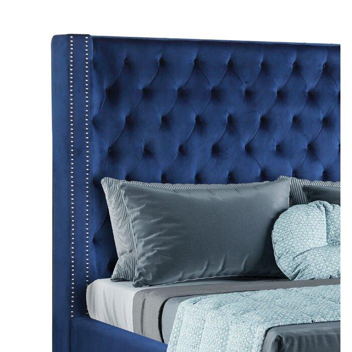 

                    
Buy Blue Velvet Diamond Tufted King Bed Set 4 ALLEN Galaxy Home Contemporary Modern
