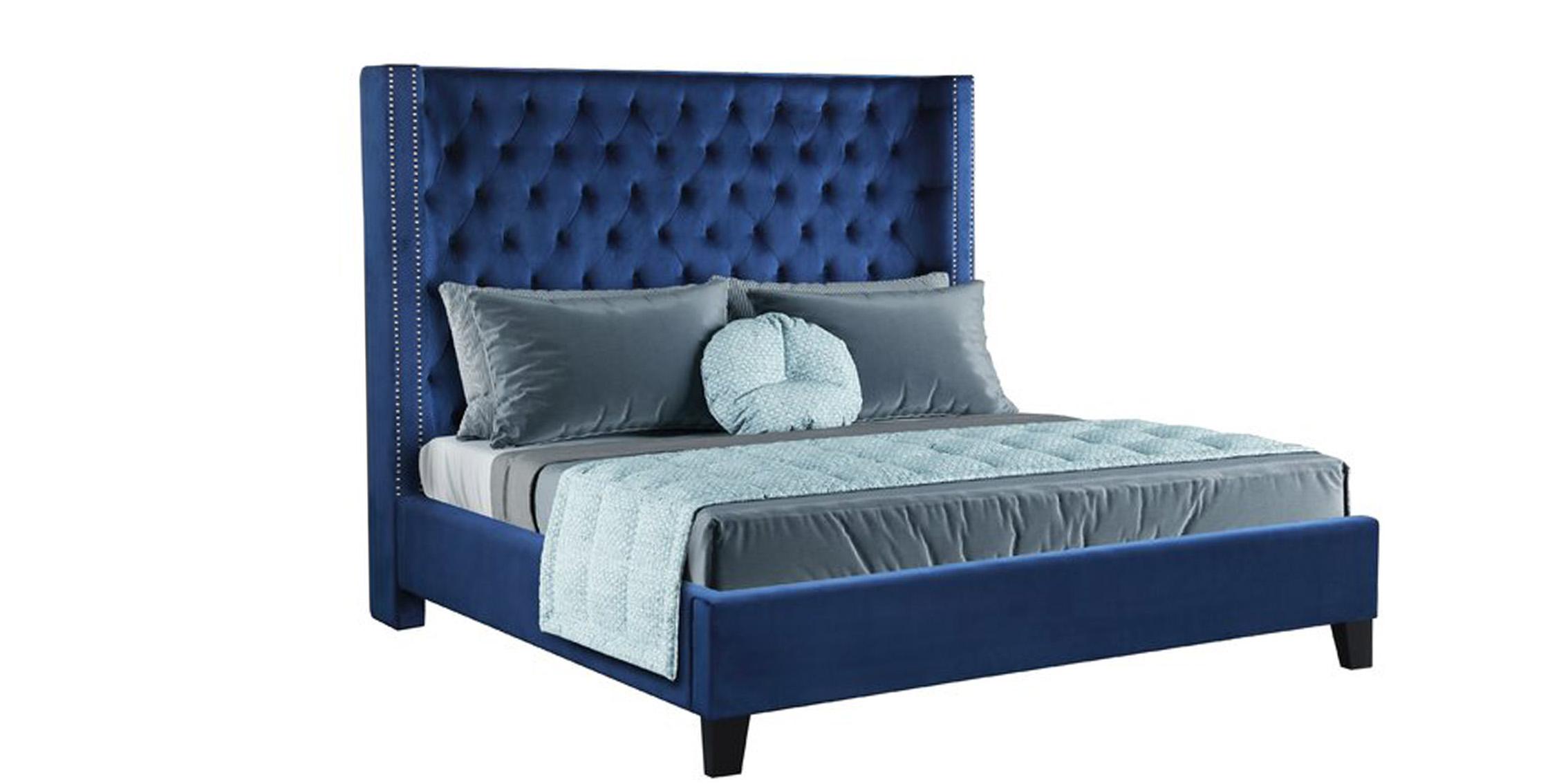 

    
Blue Velvet Diamond Tufted Queen Bed ALLEN Galaxy Home Contemporary Modern
