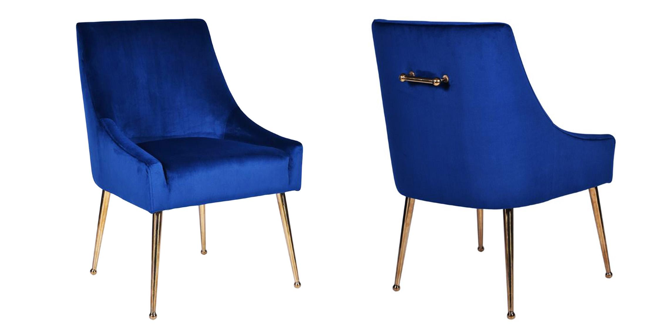 Contemporary, Modern Dining Chair Set VGRH-RHS-DC-101-BLU VGRH-RHS-DC-101-BLU in Gold, Blue Fabric