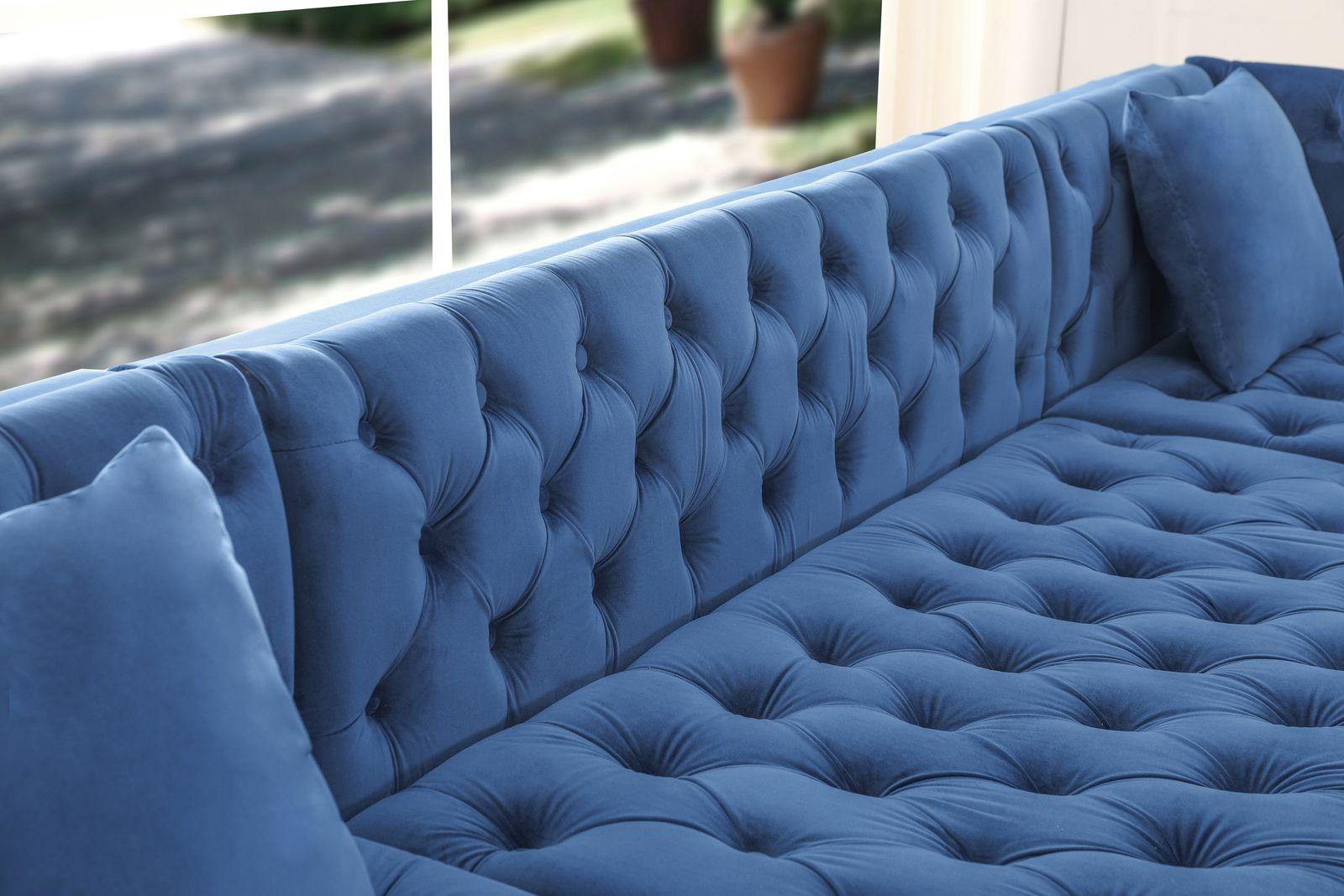 

    
Blue Velvet Sectional Sofa with Acrylic legs Modern Cosmos Furniture Salma Blue
