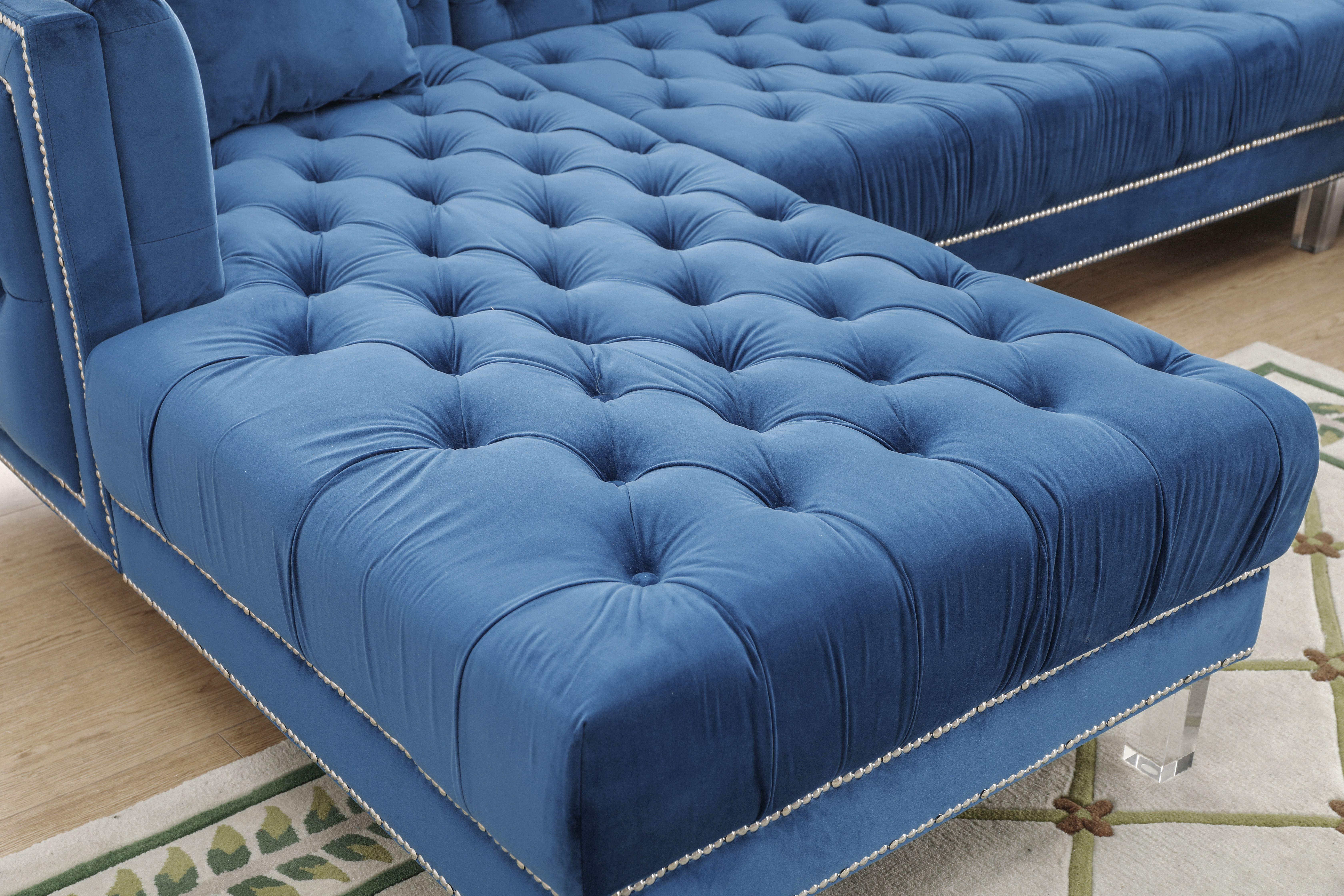 

        
Cosmos Furniture Marco Sectional Sofa Blue Velvet 810053742228
