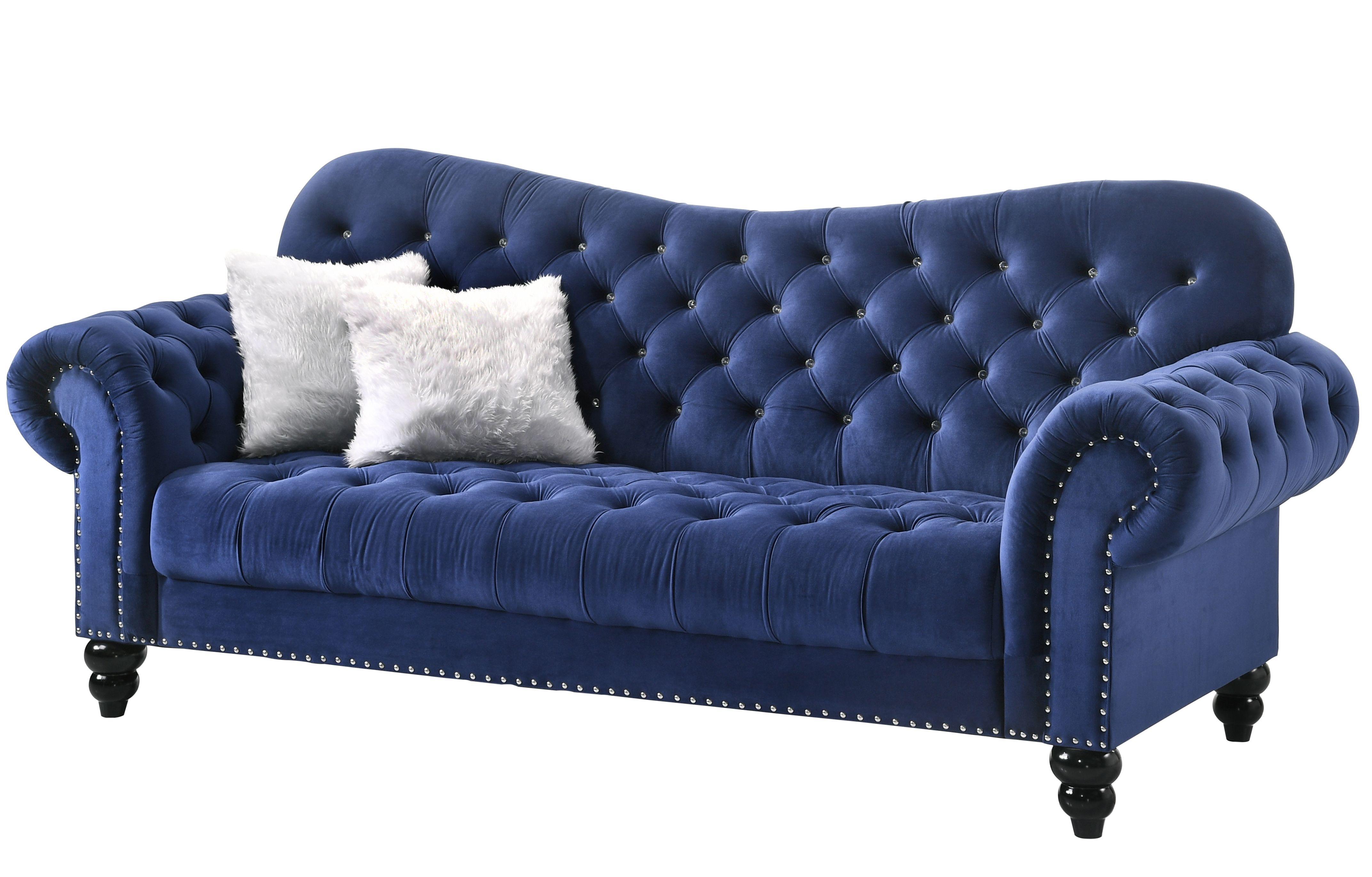 

    
Blue Velvet Sofa Set 2Pcs Transitional Cosmos Furniture GracieBlue
