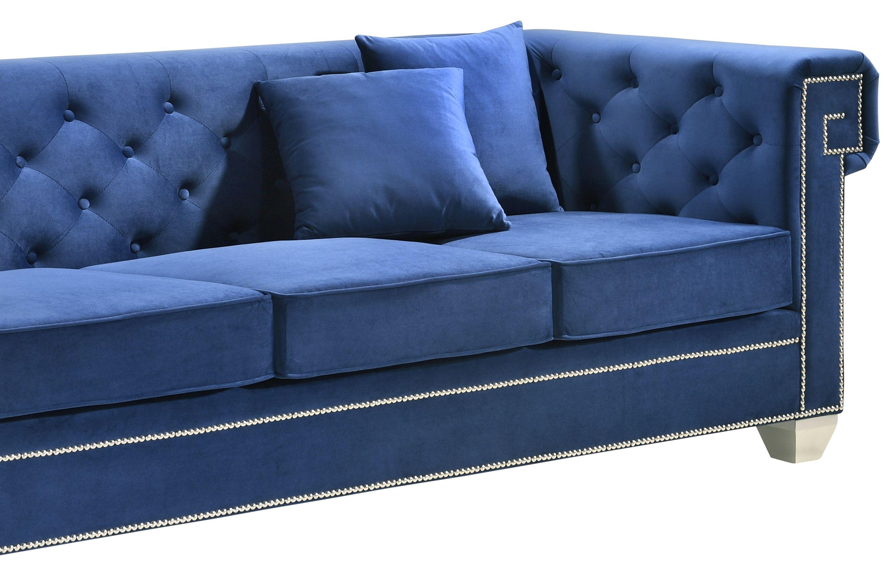 

    
Cosmos Furniture Clover Blue Sofa Loveseat and Chair Set Blue Clover Blue-Set-3
