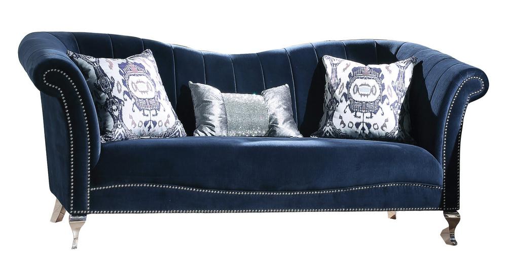 

    
Glam Blue Velvet Sofa Set 5Pcs w/Coffee Tables Traditional Jaborosa 50345 Acme
