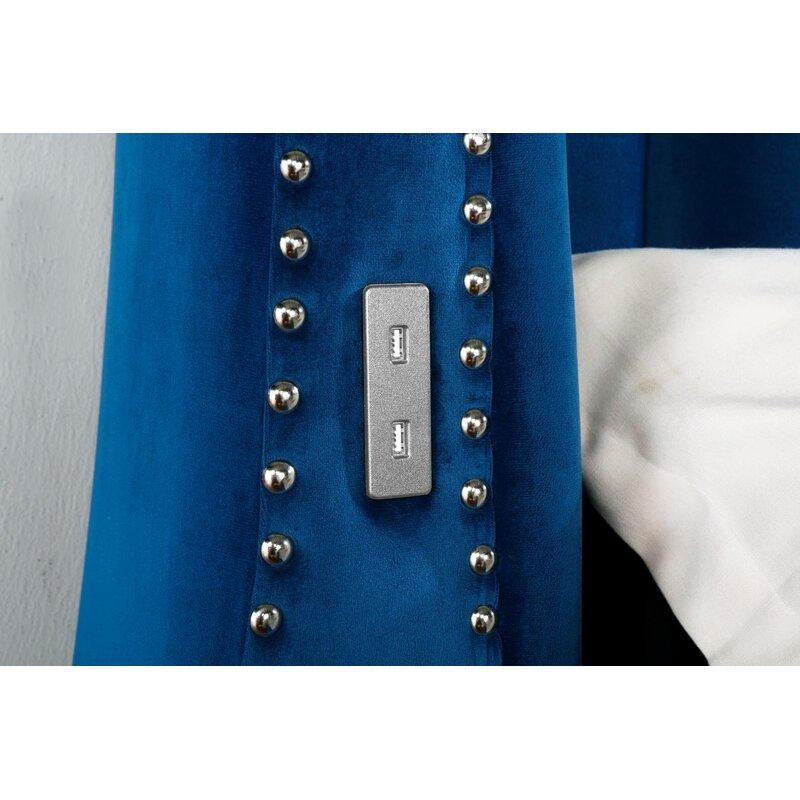 

    
TULIP-BLUE-EK-NVSC-5PC Blue Velvet Tufted King Bed Set 5 w/Vanity TULIP Galaxy Home Modern Contemporary
