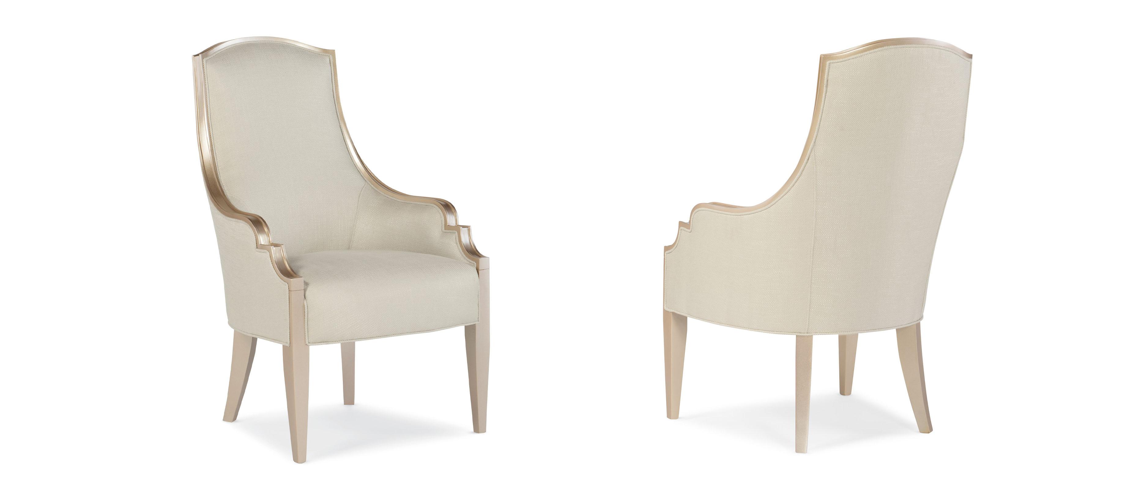 

    
Blush Taupe Finish Upholstered Inside and Outside ADELA ARM CHAIR Set 2 Pcs by Caracole
