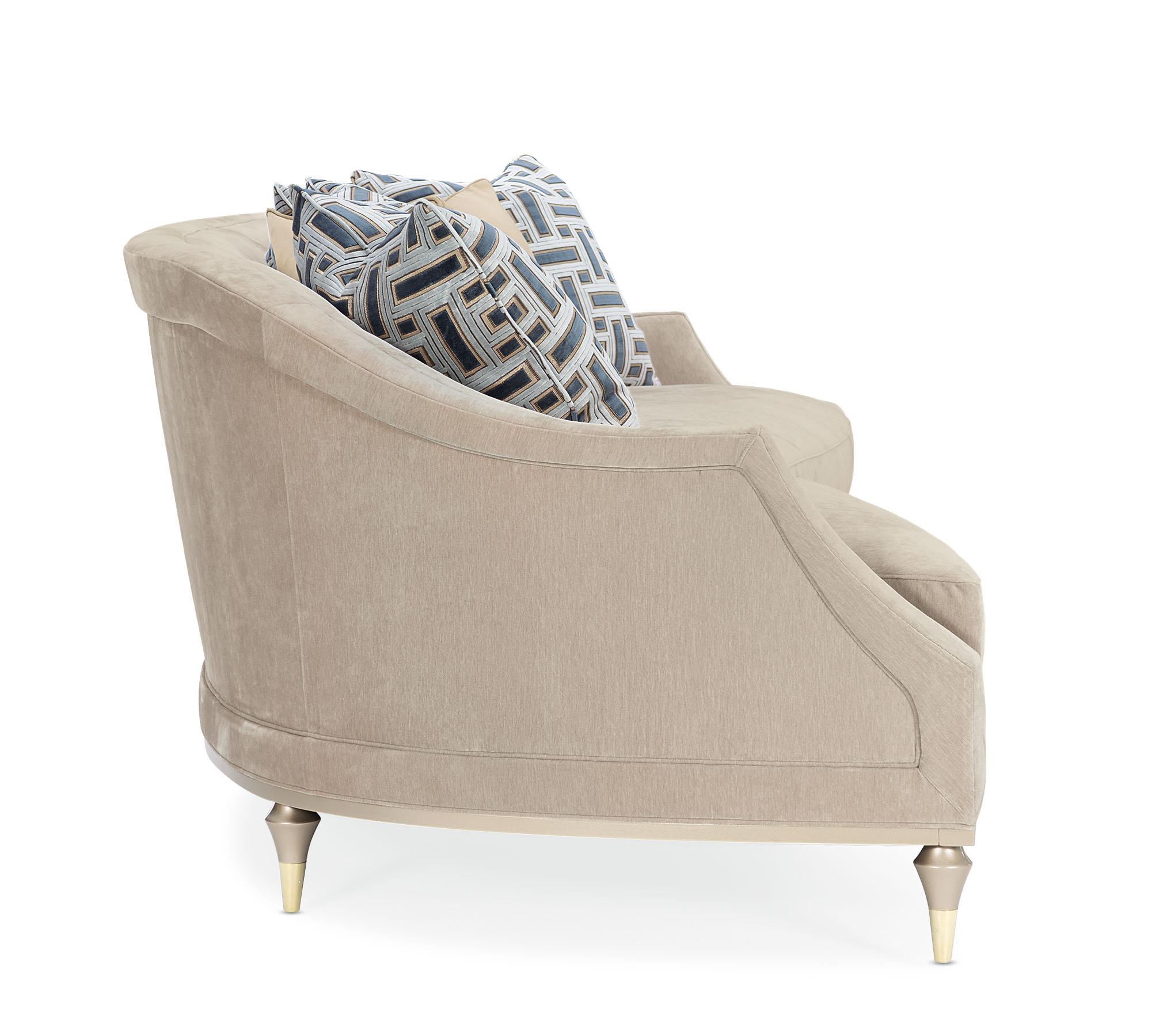 

    
 Shop  Blush Taupe Velvet Sofa &  Chair Set 2Pcs Contemporary Living Large by Caracole
