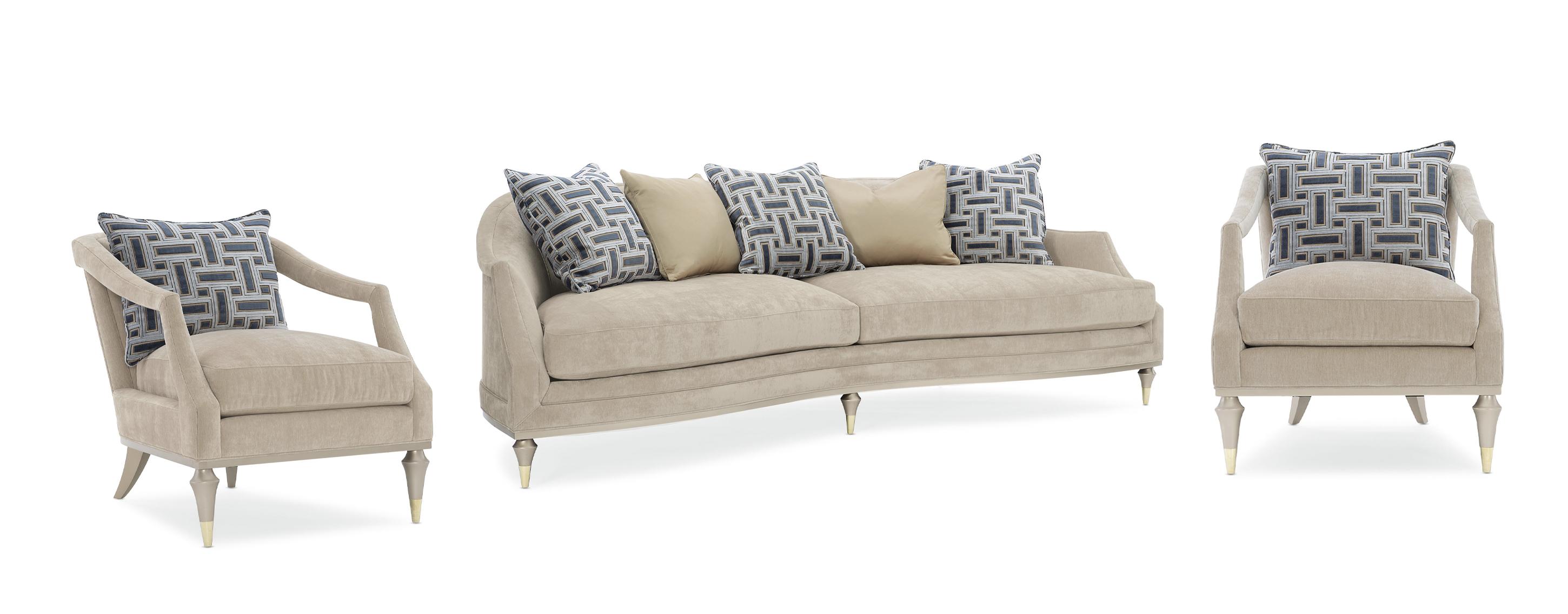 Contemporary Sofa and 2 Chairs Living Large UPH-420-011-A-Set-3 in Taupe Fabric