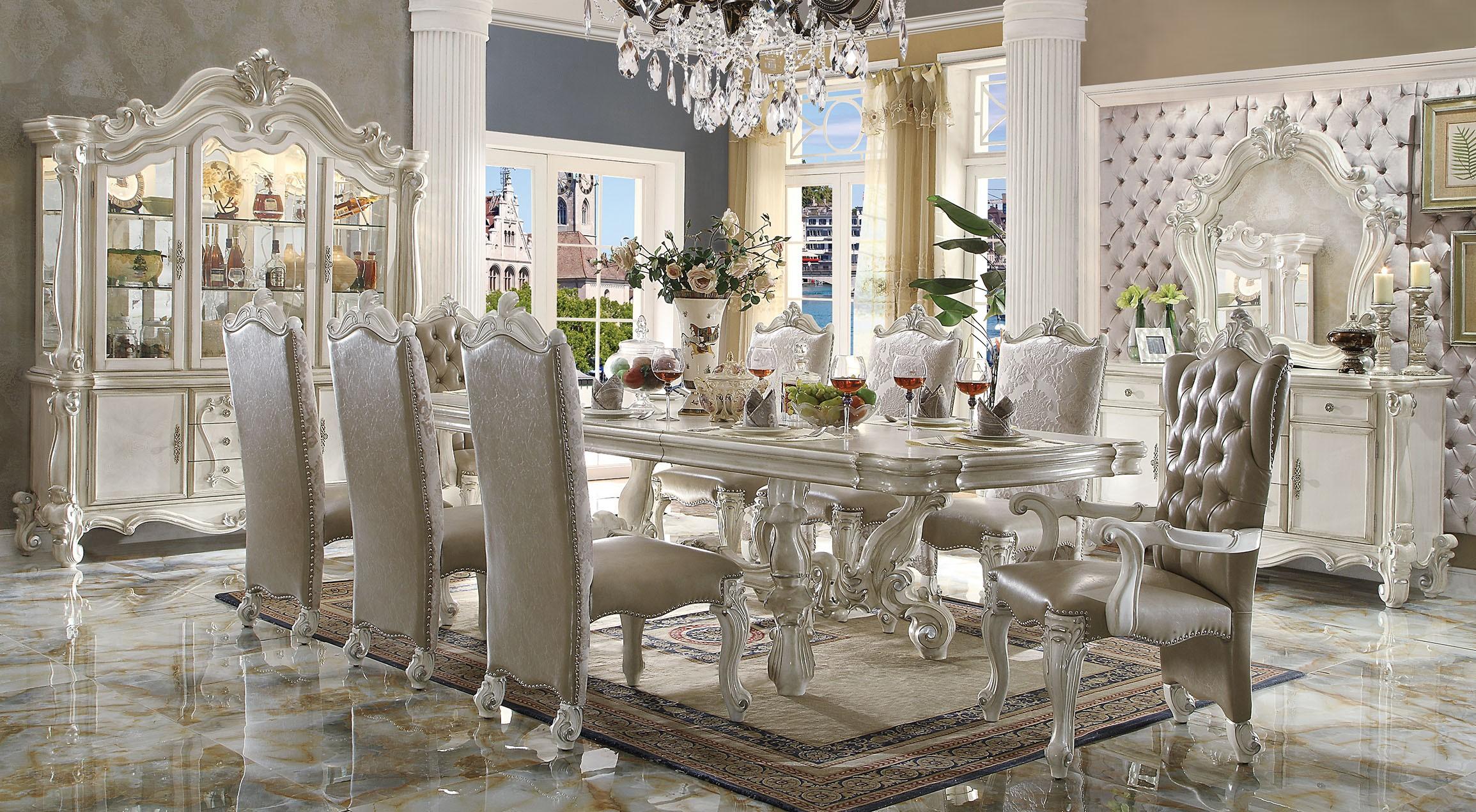 

    
61130 Bone White 120" Extendable Dining Table Versailles 61130 Acme Traditional
