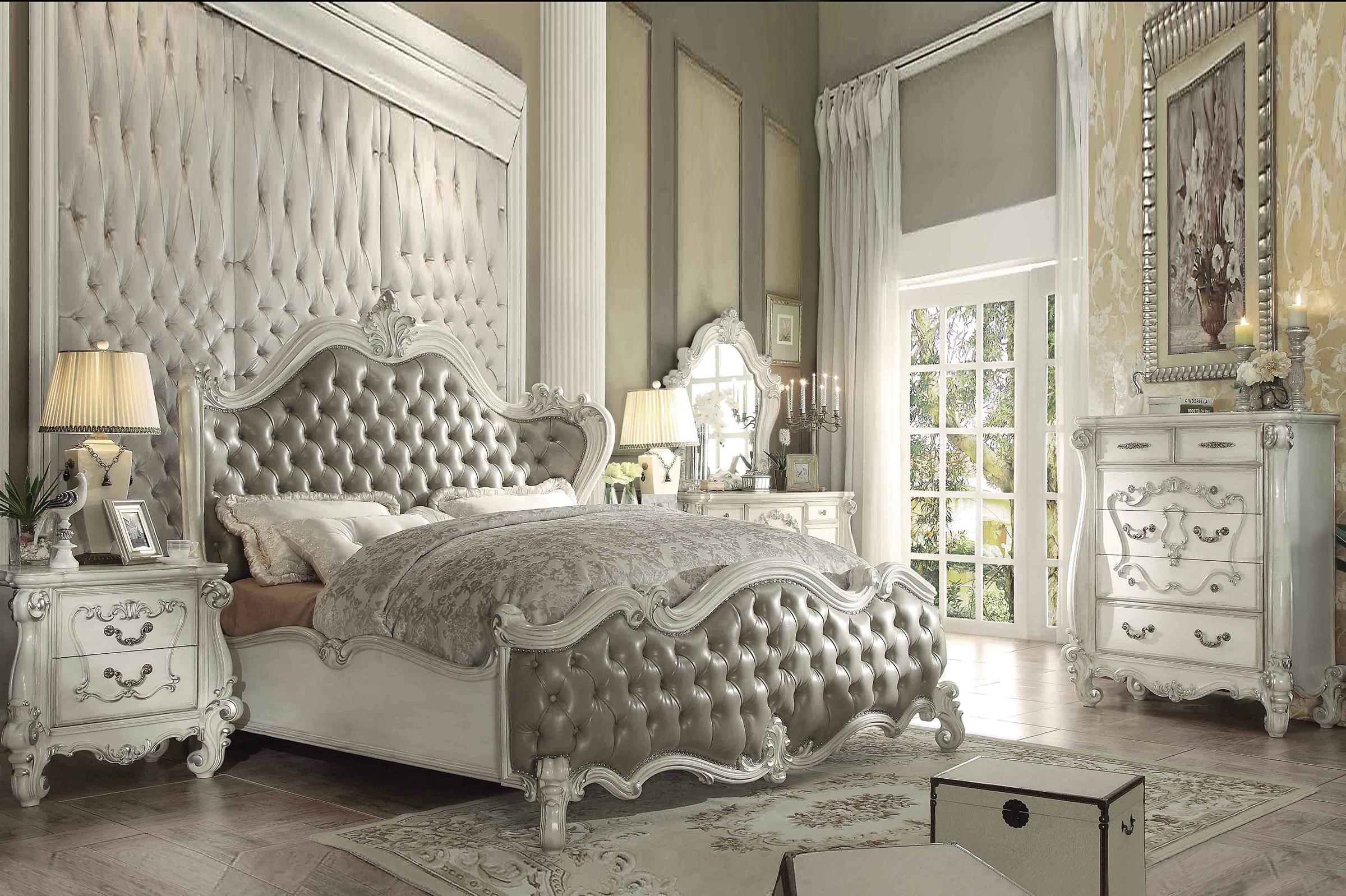 

        
Acme Furniture Versailles-21147EK Panel Bedroom Set Gray Polyurethane 0840412035166
