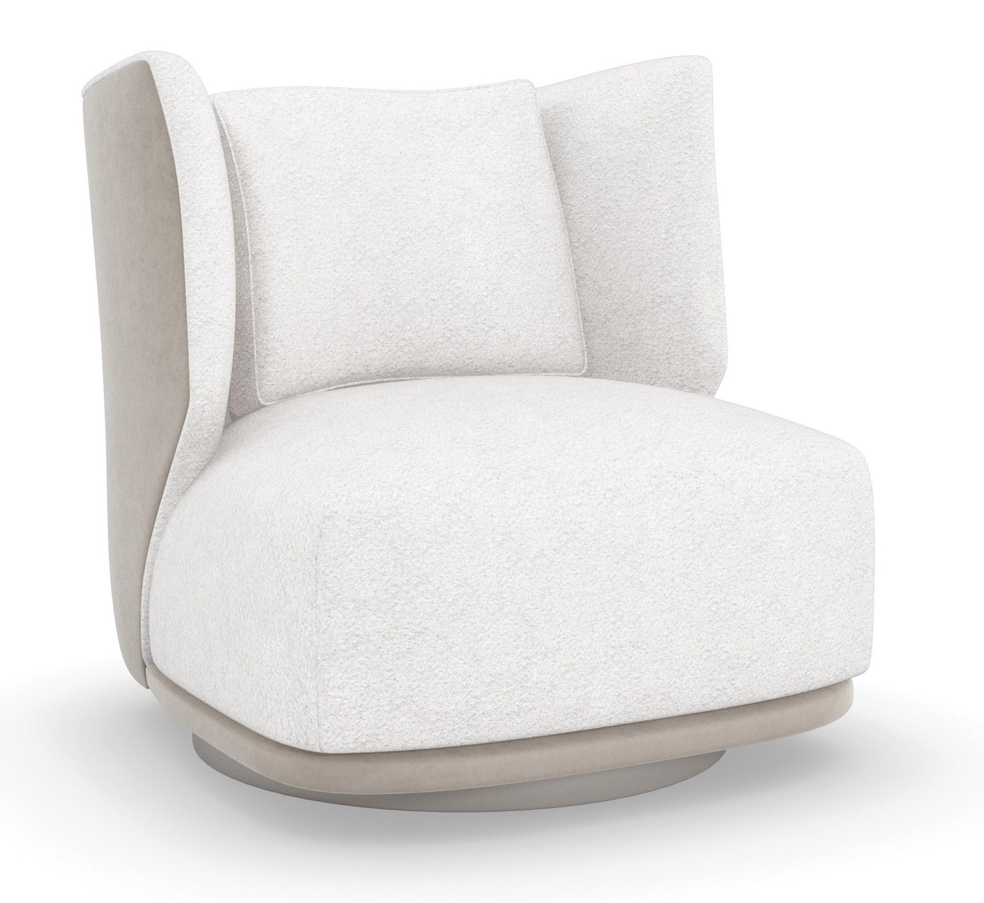 

    
Boucle Chenille Soft Silver Base SEVILLE SWIVEL CHAIR by Caracole
