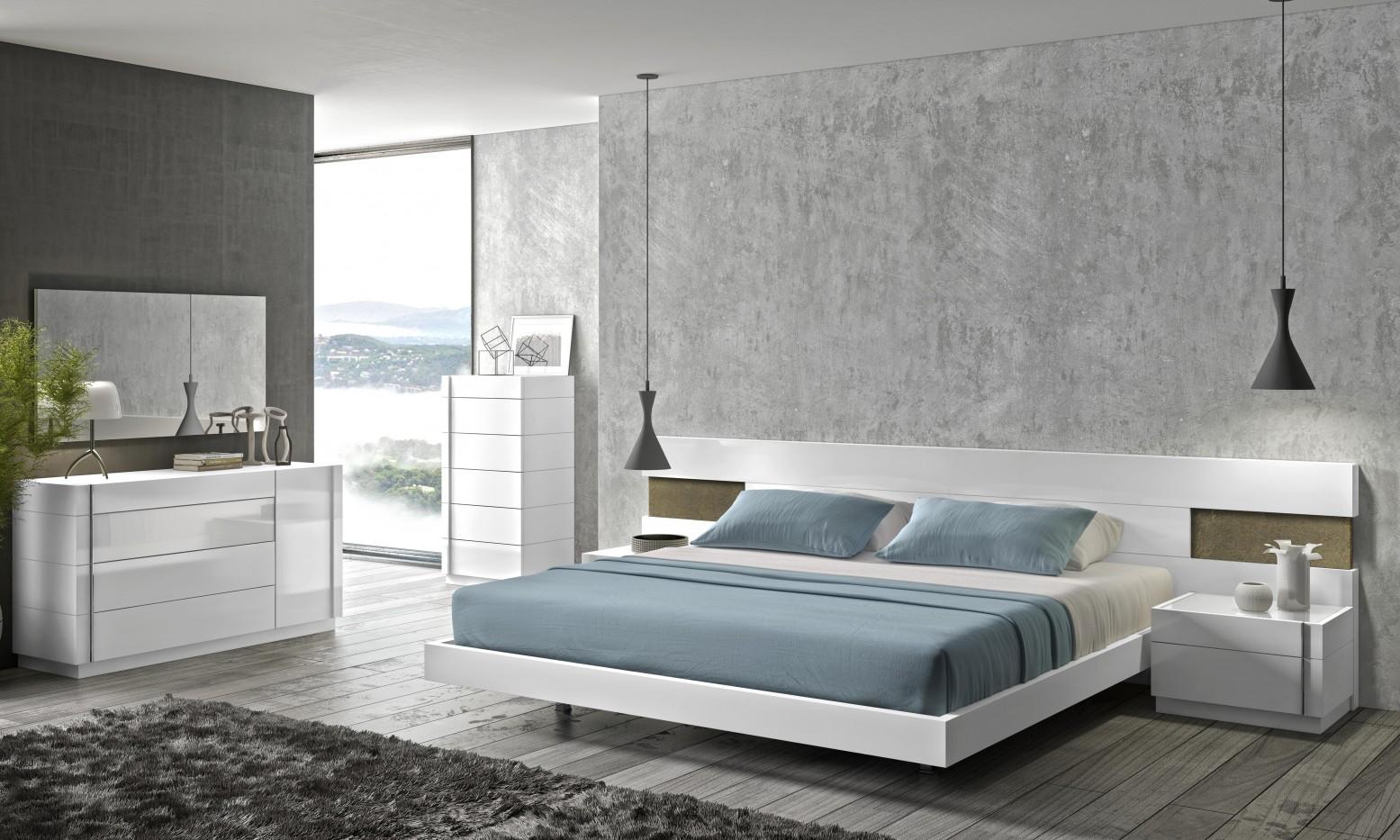 Contemporary Platform Bedroom Set Brackenridge Brackenridge Q Bed Set 4 in White 
