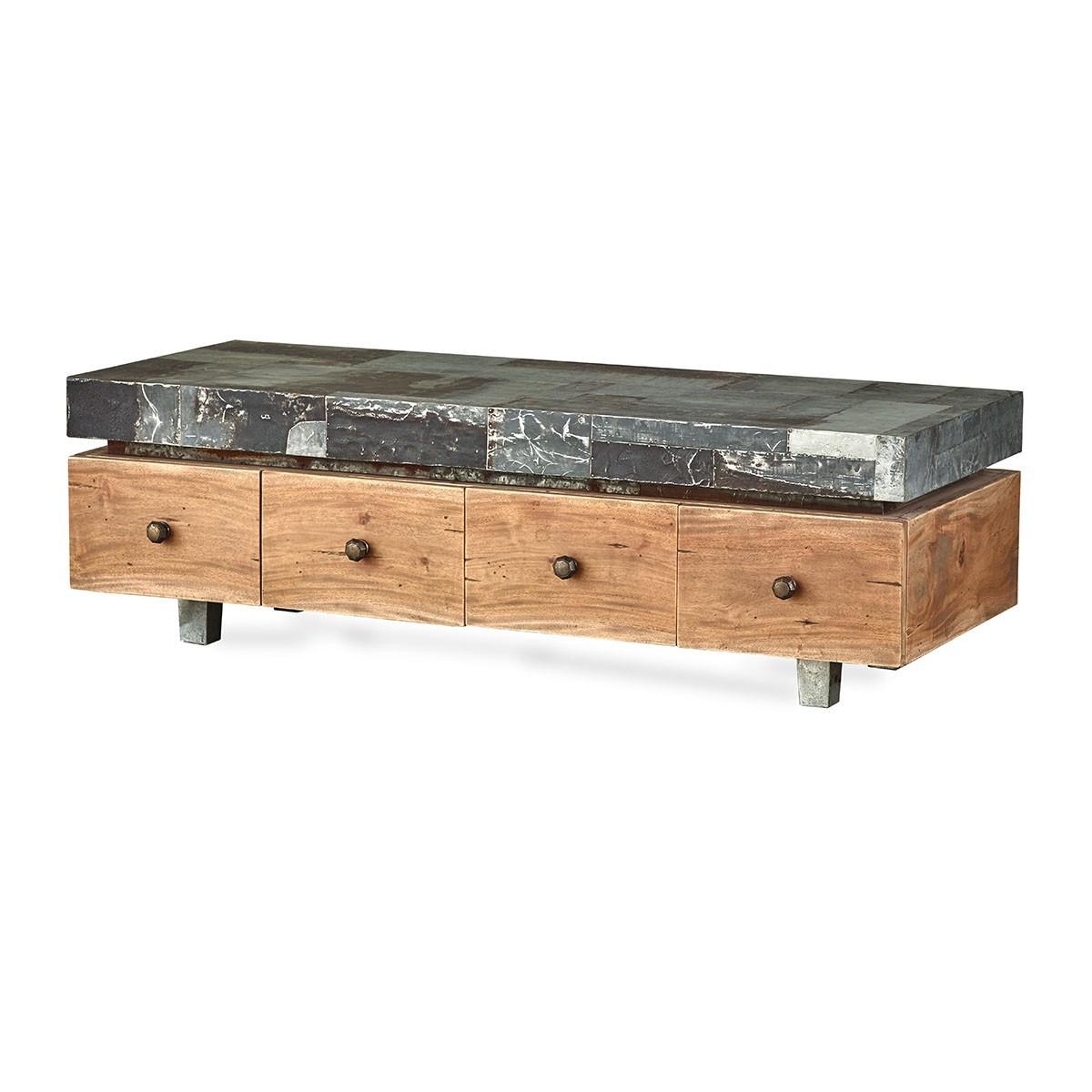 

    
DRYFTWOOD & RECYCLED TIN Remi Coffee Table Solid Wood Bramble 25783 Sp Order
