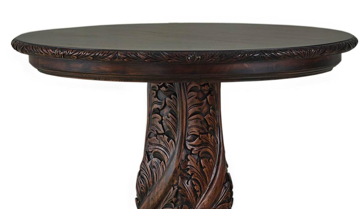 

    
Bramble 26677 Foyer Table Wenge/Warm Brown Bramble-26677-Noveau Foyer Table w/Carved Top

