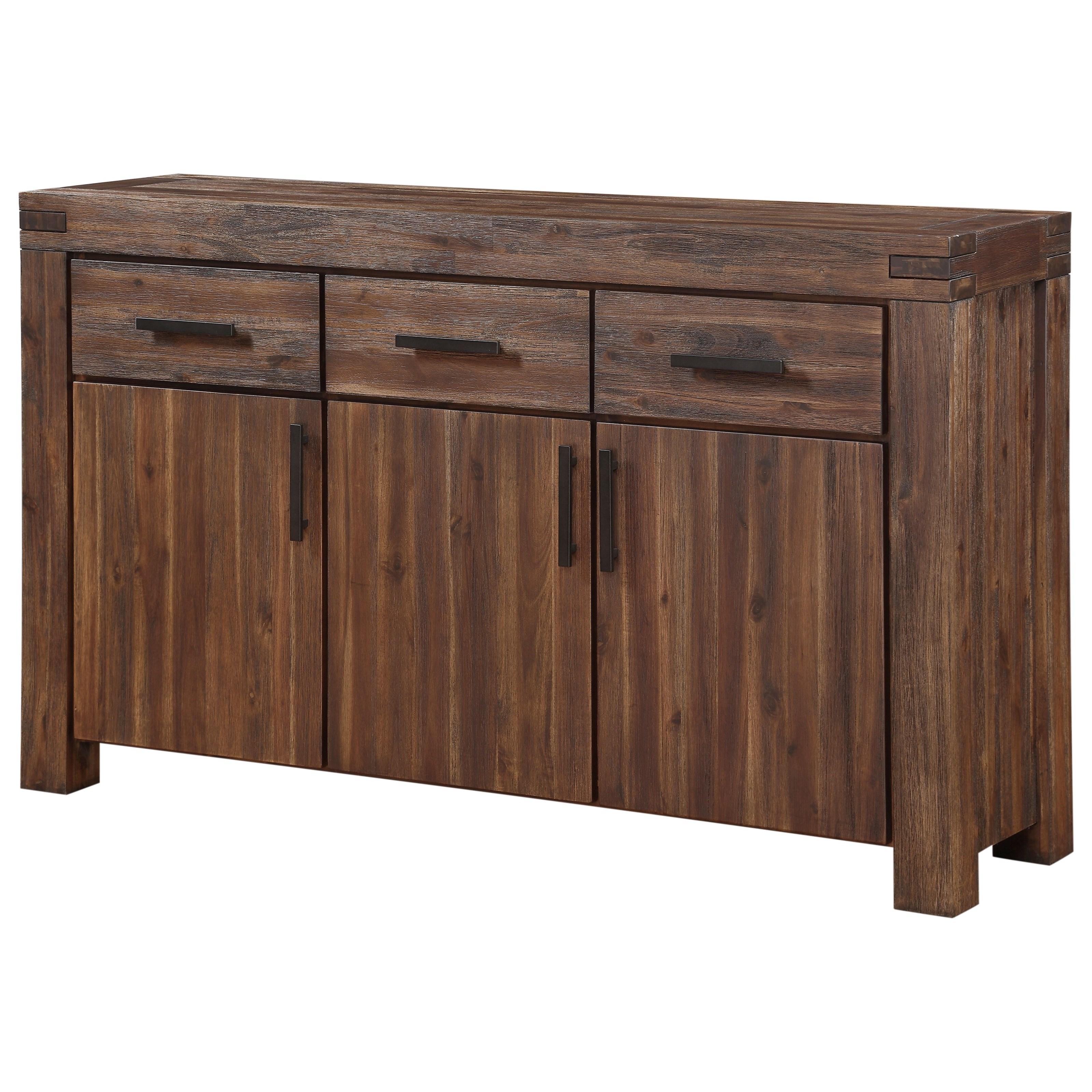 

    
 Photo  Brick Brown Finish Acacia Solids Dining Set 7Pcs w/ Sideboard MEADOW by Modus Furniture
