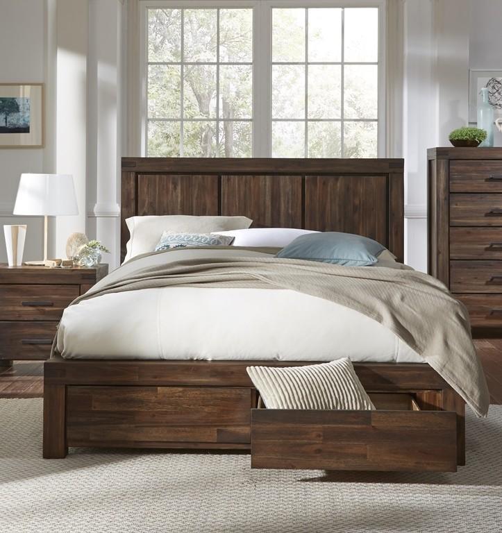 

    
Brick Brown Finish Acacia Solids Full Storage Bed MEADOW by Modus Furniture
