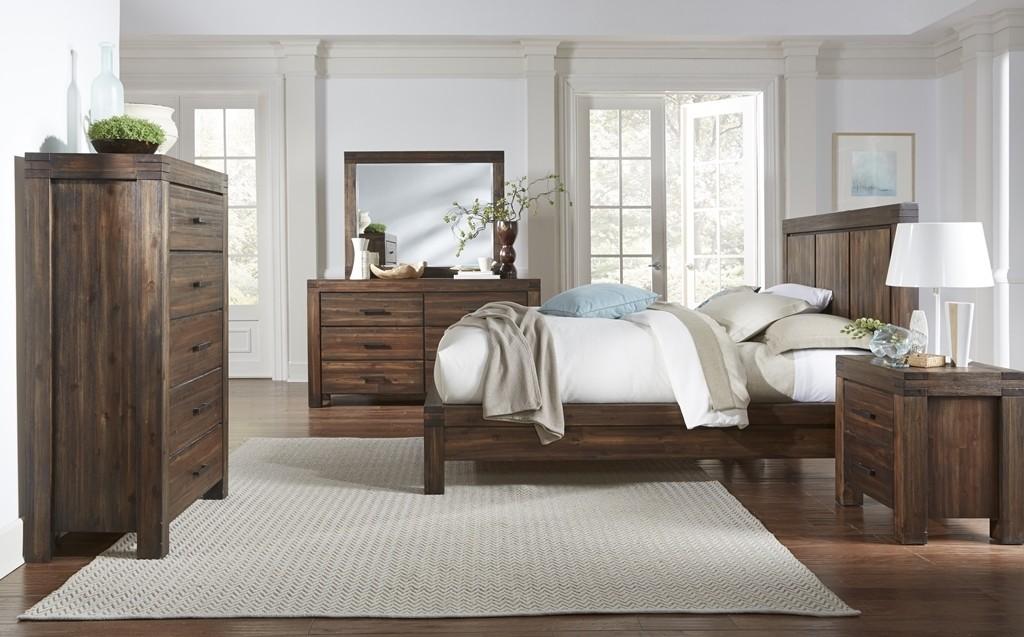 

    
Brick Brown Finish Acacia Solids King Platform Bedroom Set 5Pcs w/ Chest MEADOW by Modus Furniture
