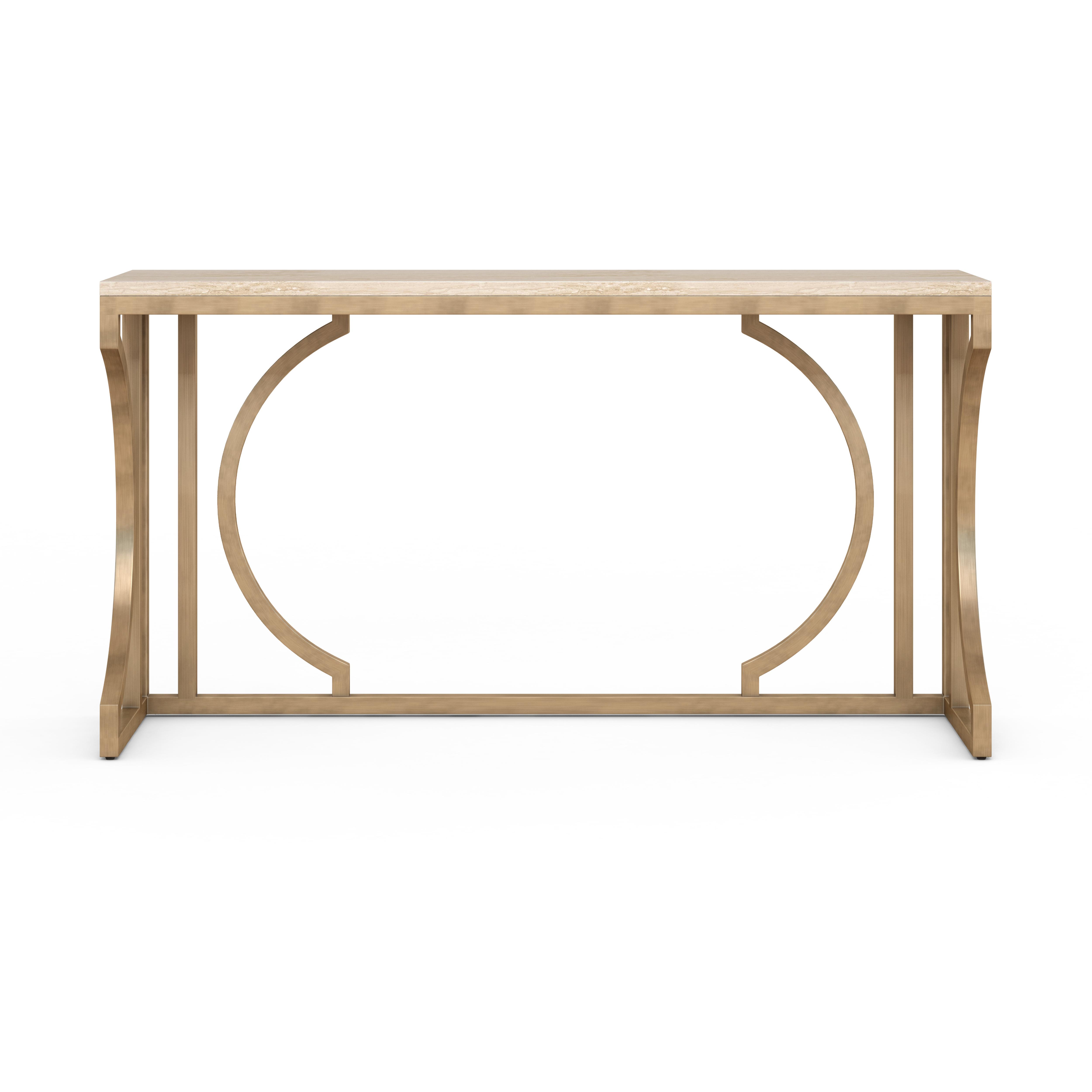 

    
Bronze & Beige Console Table w/ Stone Top by A.R.T. Furniture Intersect
