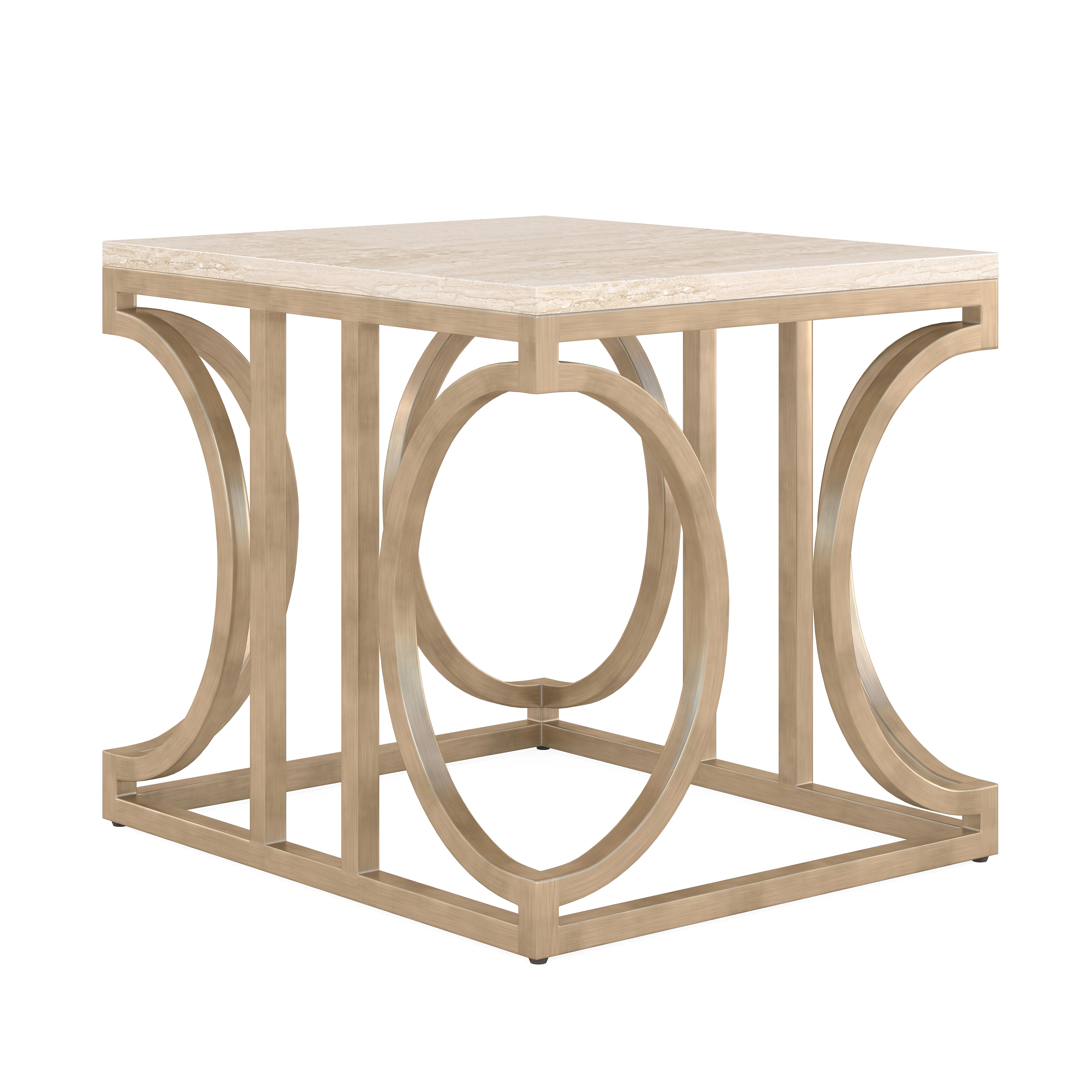 

    
Bronze & Beige End Table w/ Stone Top by A.R.T. Furniture Intersect

