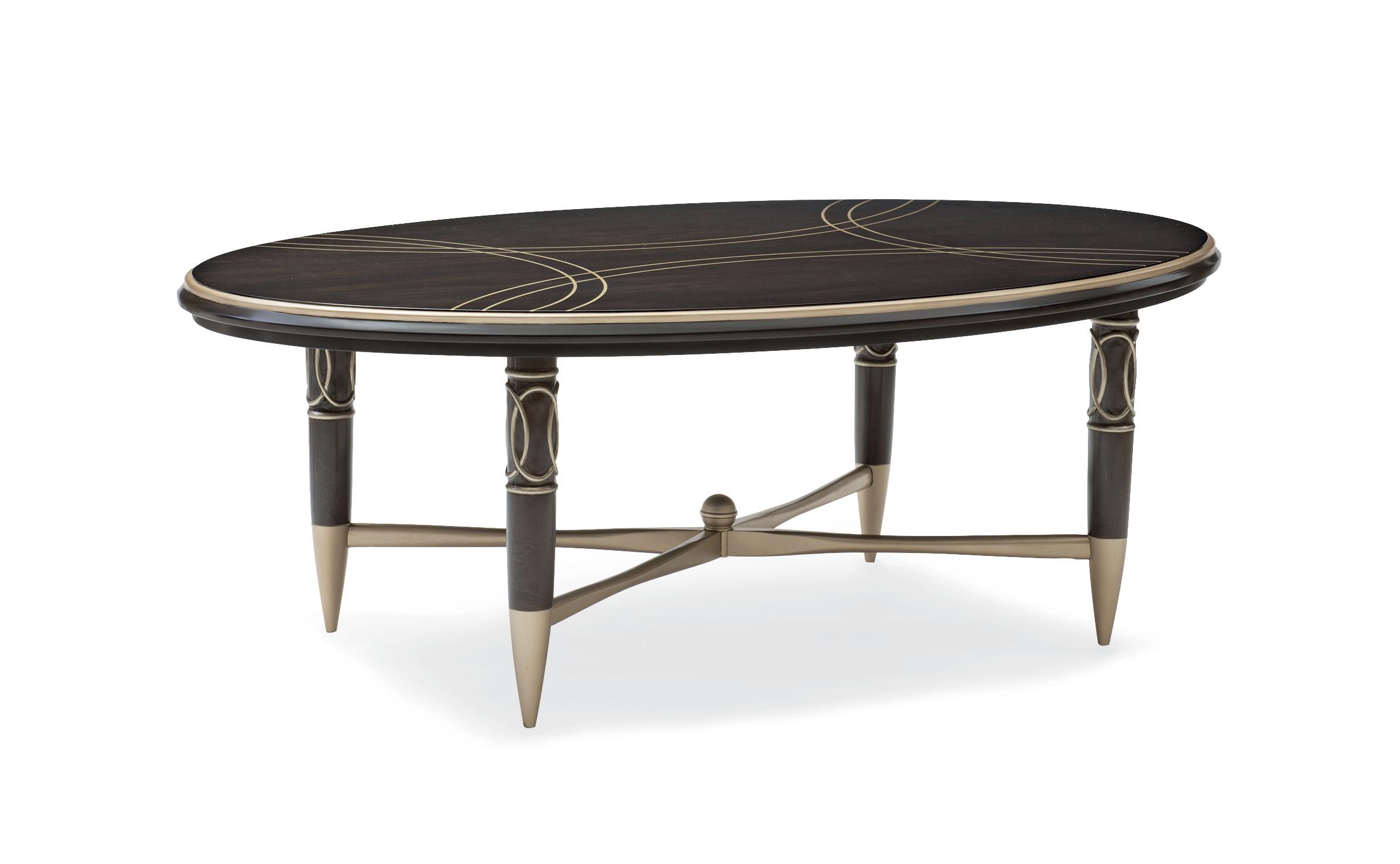 

    
Bronzed Ebony & Warm Silver Metallic Paint Coffee Table EVERLY by Caracole
