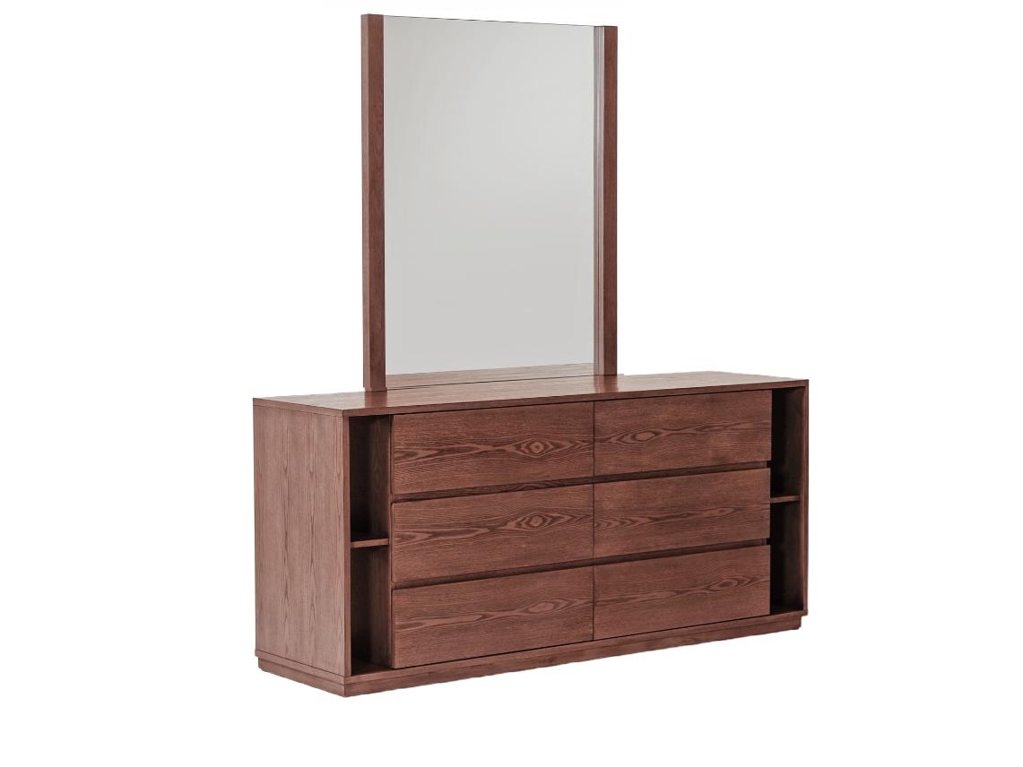Contemporary, Modern Dresser With Mirror Jagger VGMABR-55-WAL-DRS-2pcs in Brown 