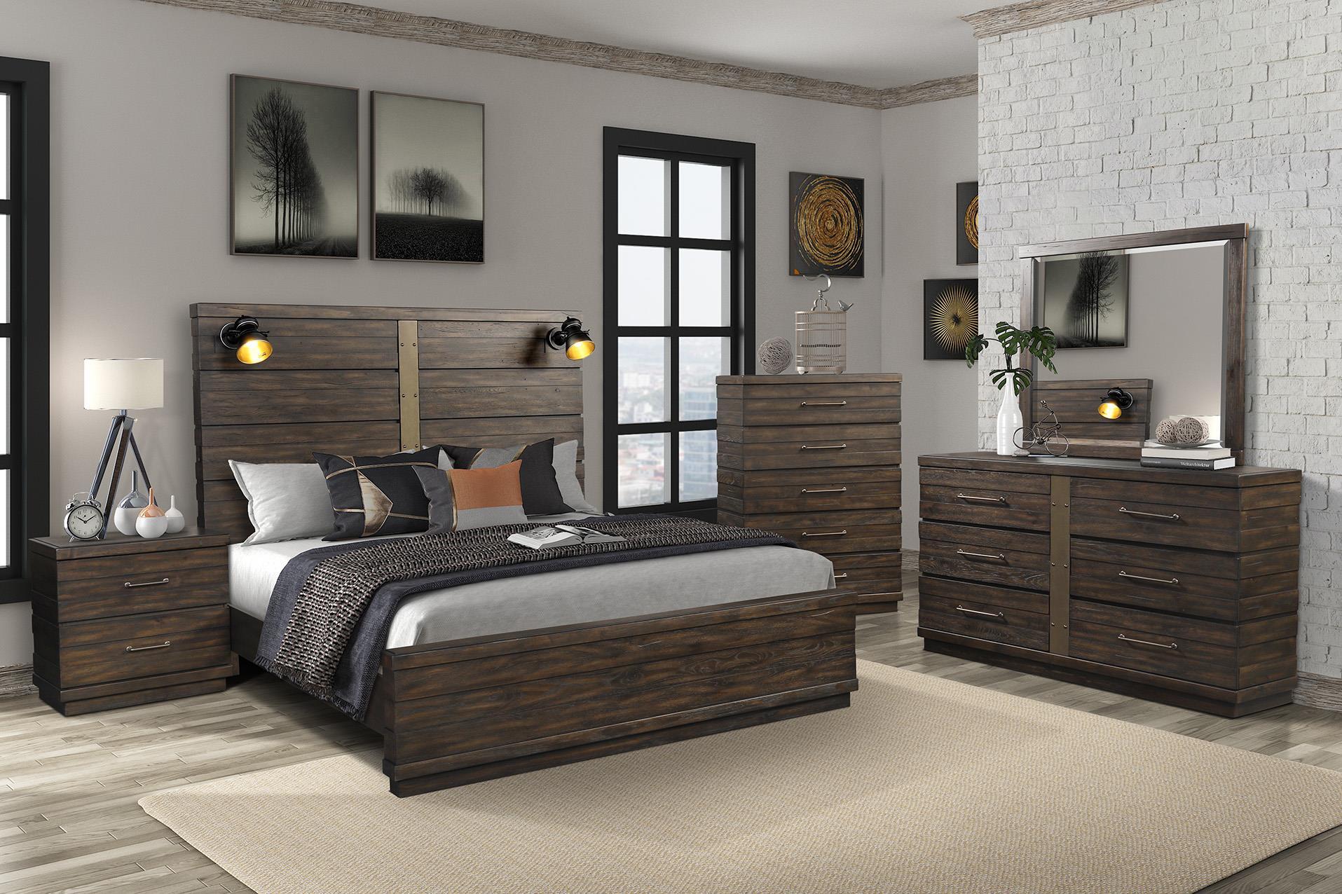 

    
 Photo  Ebony Solid Wood Queen Bed Set 3Pcs EDISON 1827-105 Bernards Classic Modern
