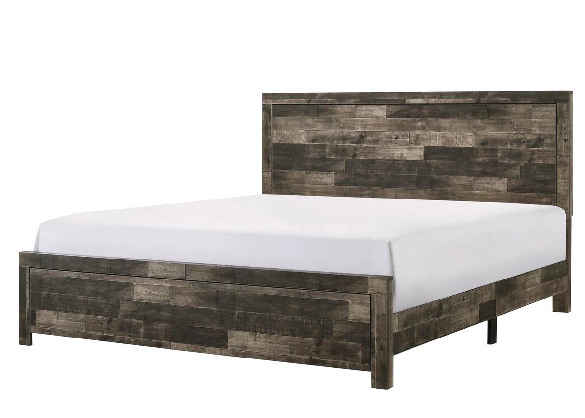 Contemporary, Rustic Panel Bed Tallulah B9400-CK-Bed in Brown, Beige 