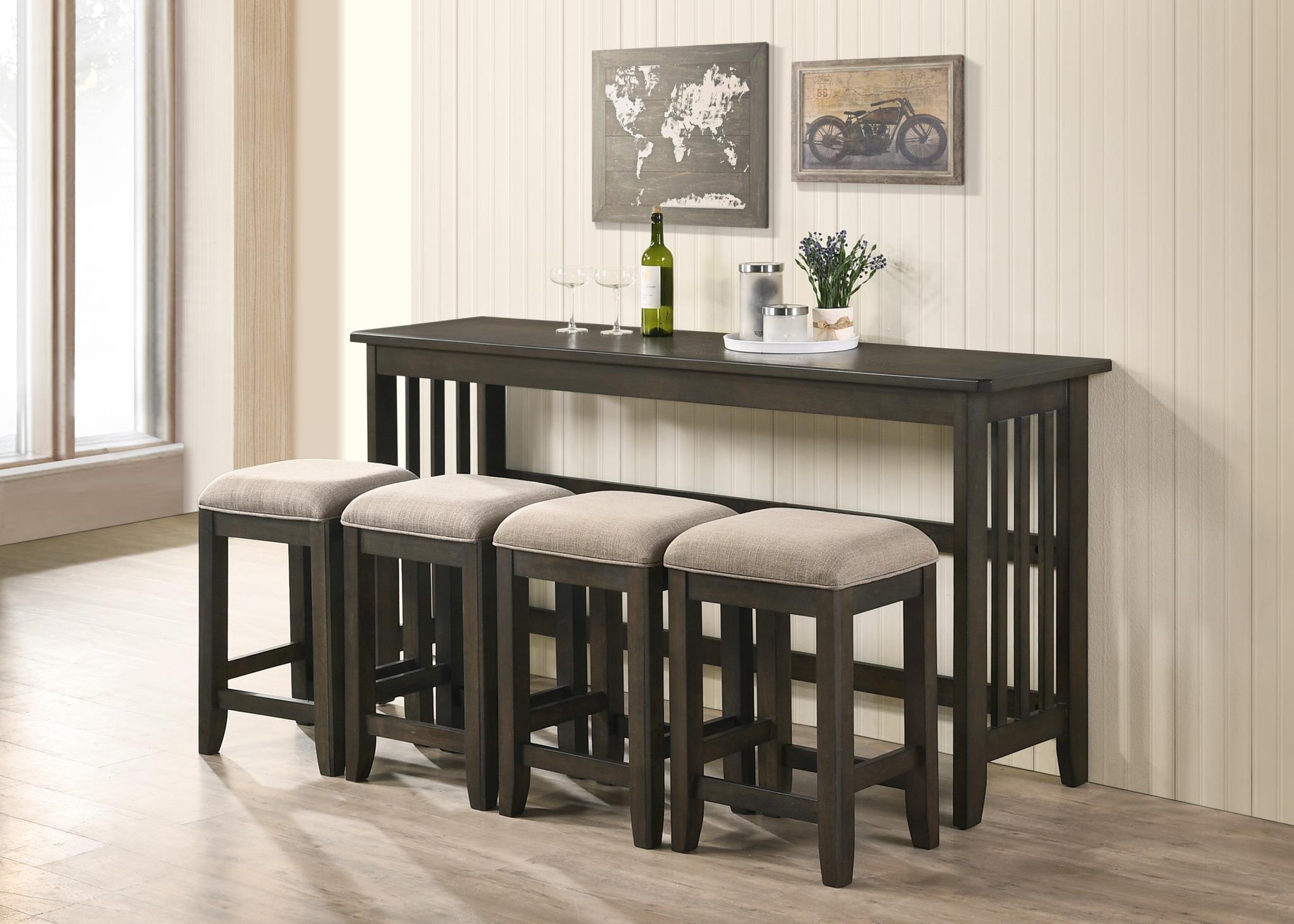 Transitional, Farmhouse Counter Table Set Carmina 5944DS-533 in Brown, Beige 