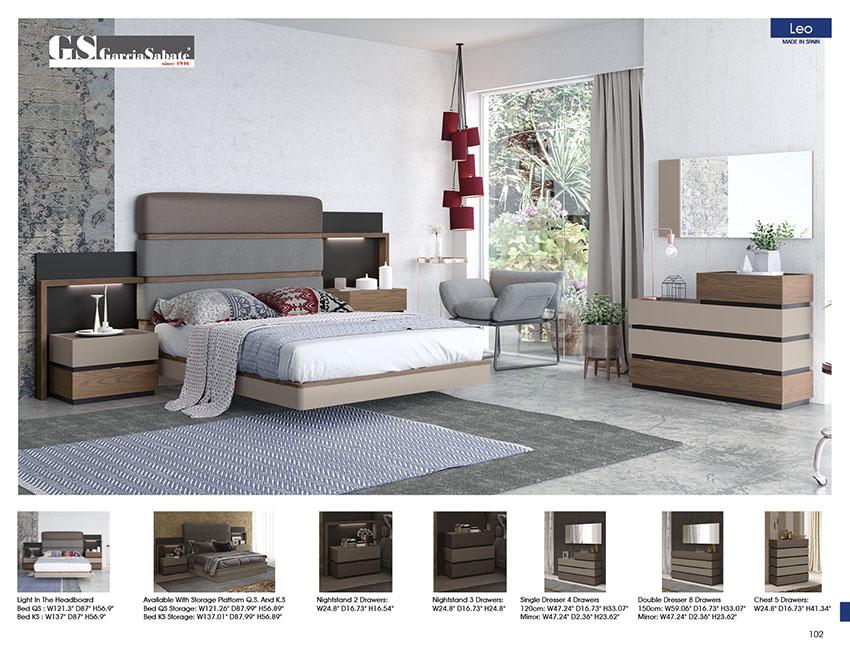 

                    
Buy Brown Beige & Gray Finish King Bedroom Set 5Pcs Modern Made in Spain ESF Leo
