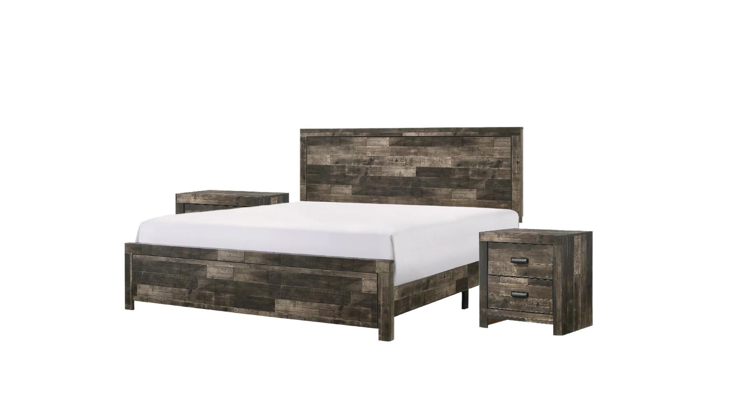 Contemporary, Rustic Panel Bedroom Set Tallulah B9400-CK-Bed-3pcs in Brown, Beige 