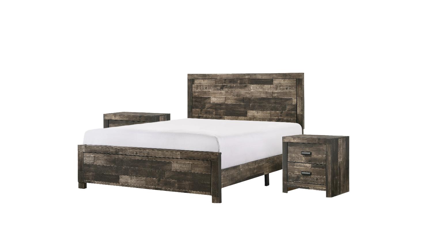 Contemporary, Rustic Panel Bedroom Set Tallulah B9400-Q-Bed-3pcs in Brown, Beige 