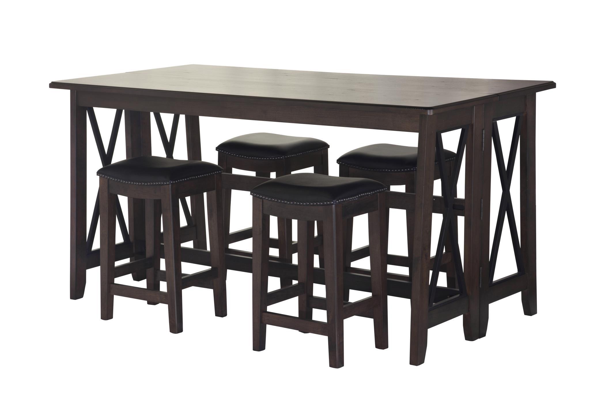 

    
Dark Brown Counter Table Set 5Pcs CARMINA 5938-532 Bernards Modern
