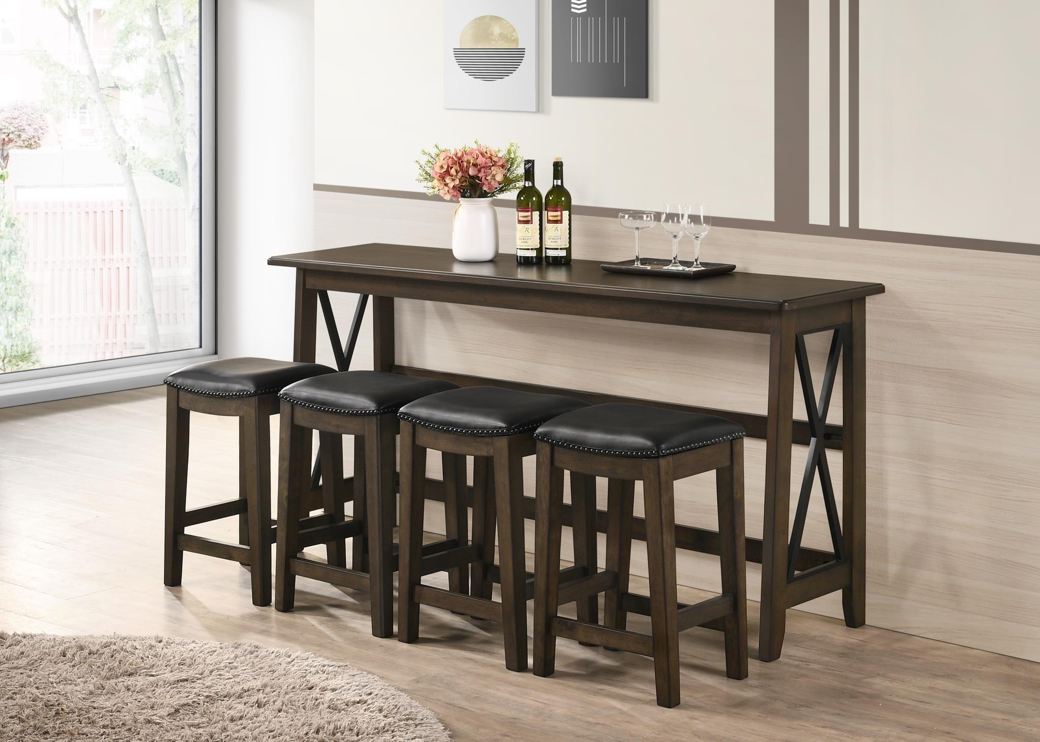 Transitional, Farmhouse Counter Table Set Carmina 5938DS-533 in Brown, Black 