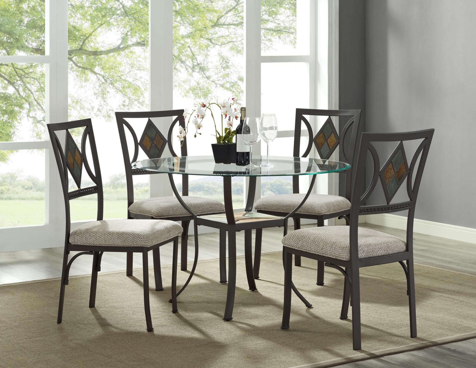

    
Brown & Black Dining Table + 4 Chairs by Bernards Furniture Diamond 4624-5pcs
