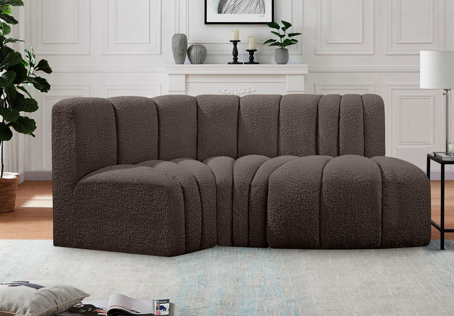 

    
Brown Boucle Channel Tufted Modular Sectional ARC 102Brown-S3D Meridian Modern
