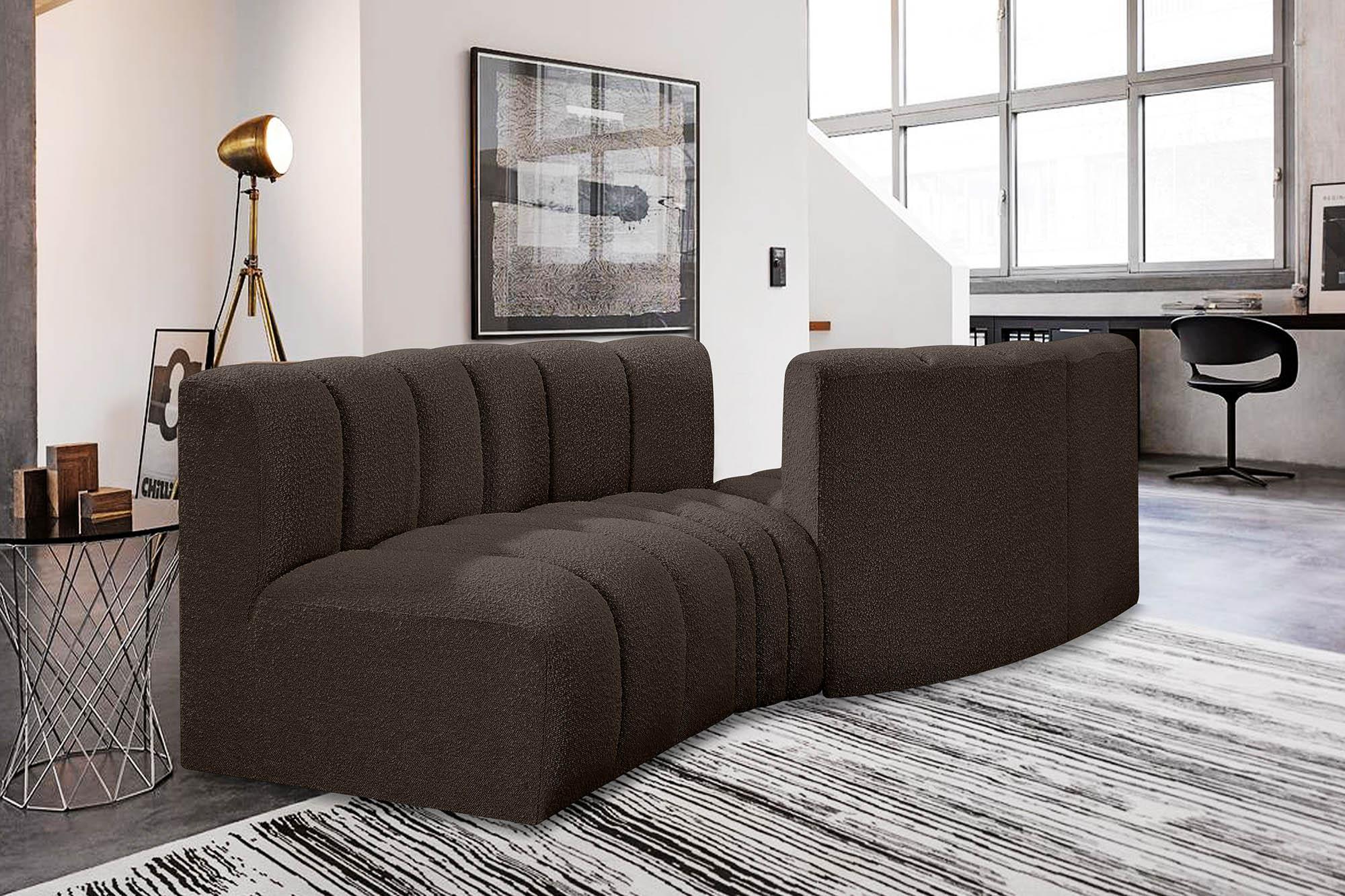 

    
Brown Boucle Channel Tufted Modular Sectional ARC 102Brown-S4A Meridian Modern
