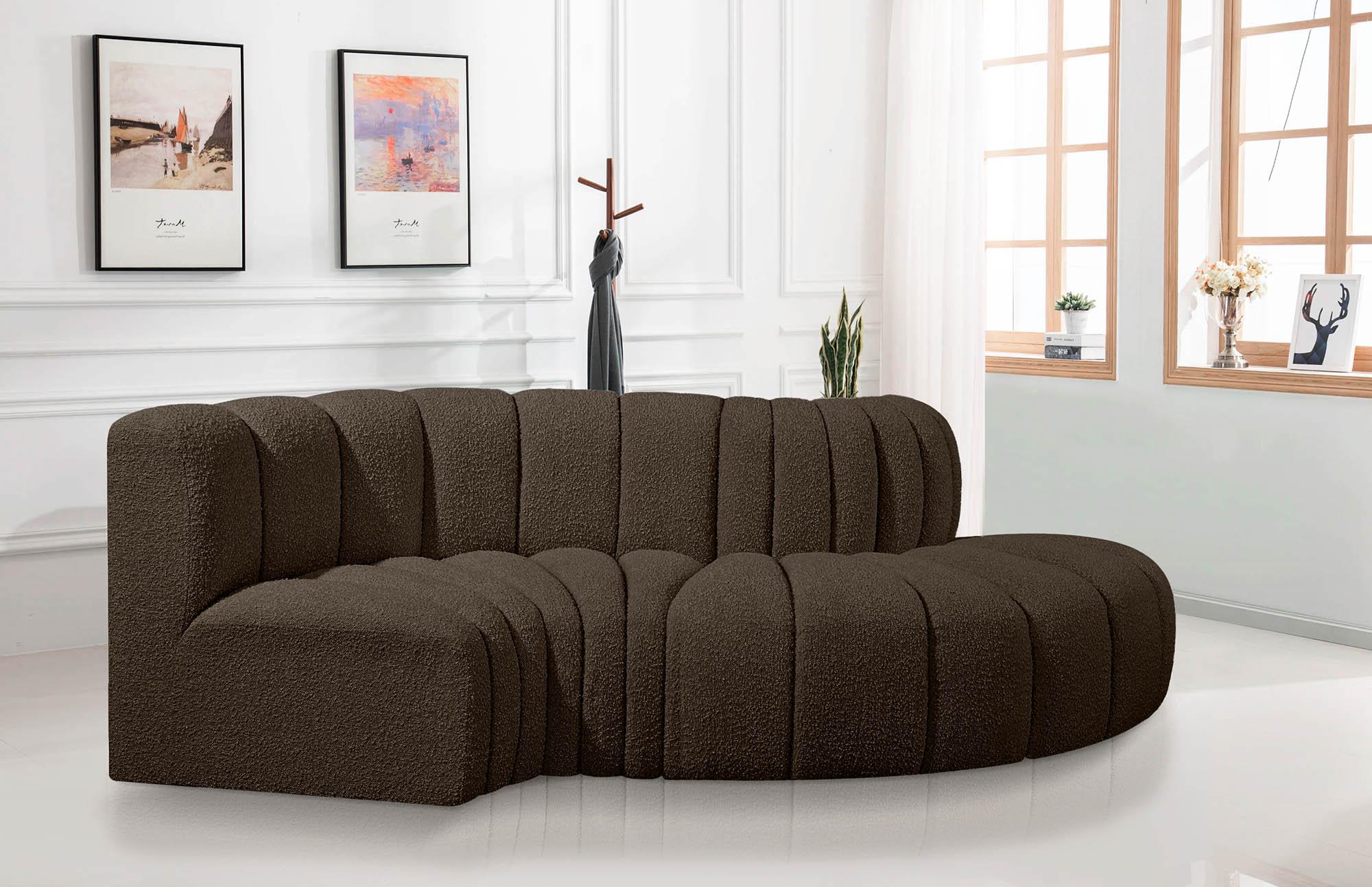 

    
Brown Boucle Channel Tufted Modular Sectional ARC 102Brown-S4D Meridian Modern
