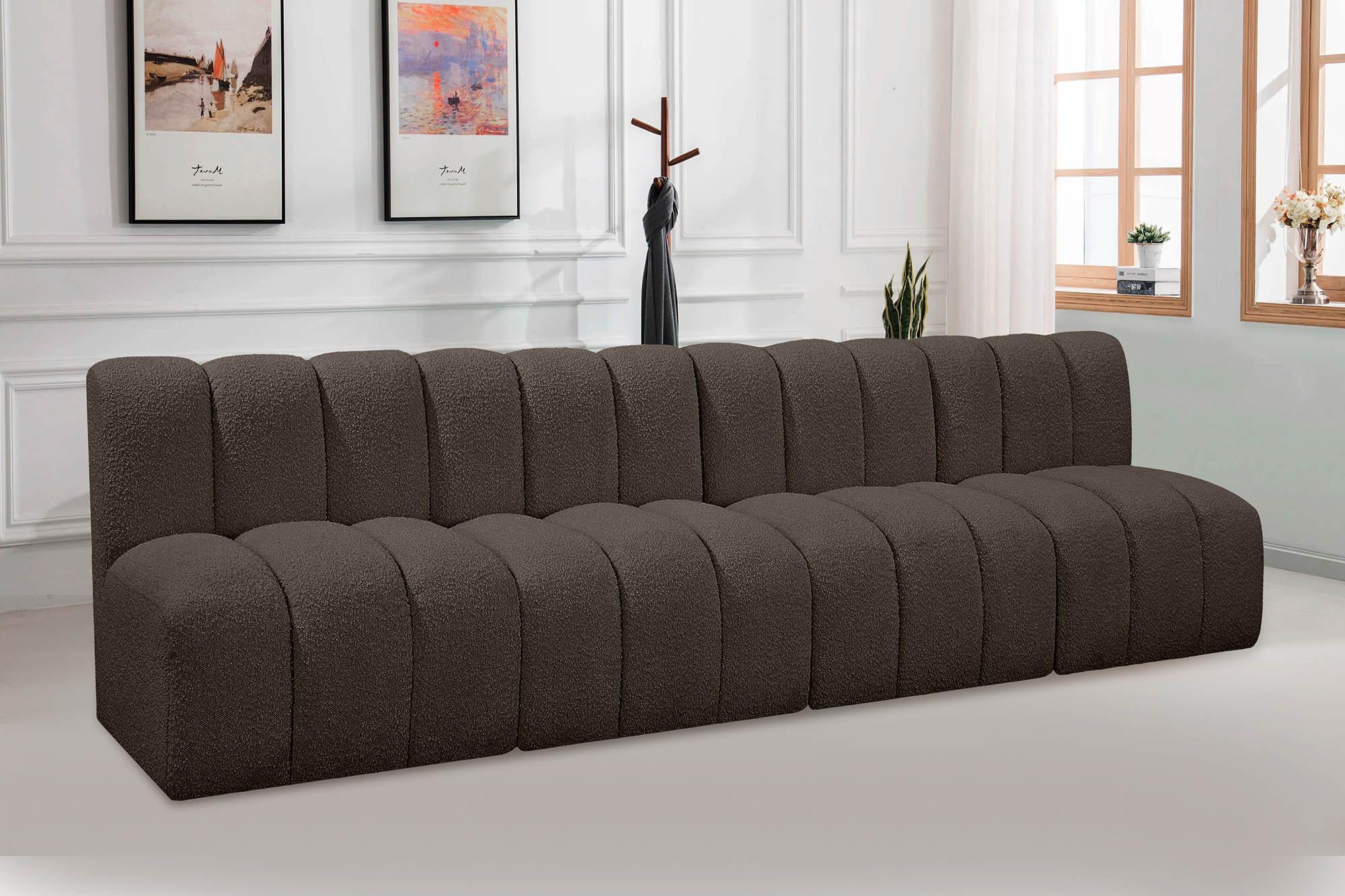 

    
Brown Boucle Channel Tufted Modular Sectional ARC 102Brown-S4E Meridian Modern
