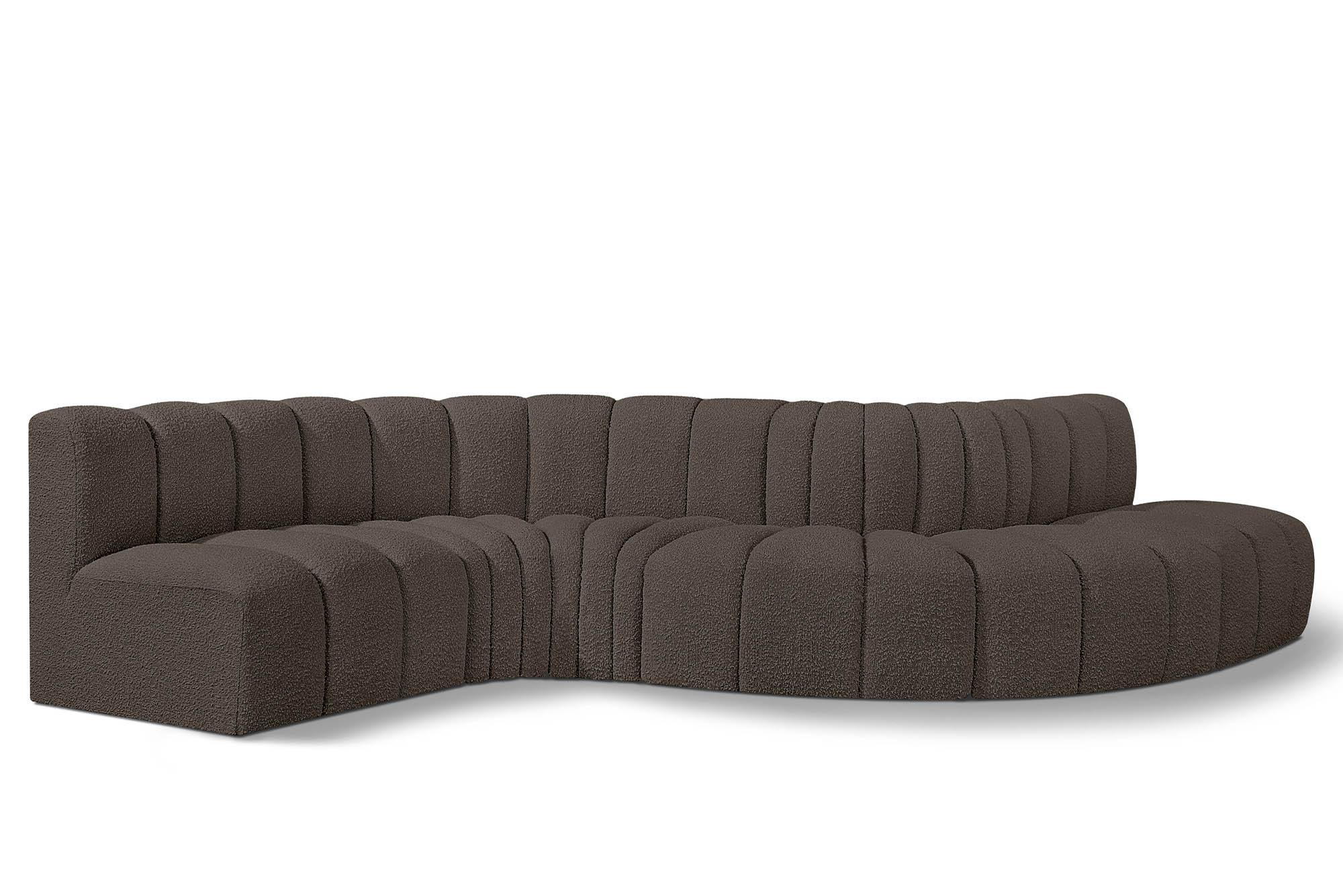

    
Brown Boucle Channel Tufted Modular Sectional ARC 102Brown-S6A Meridian Modern
